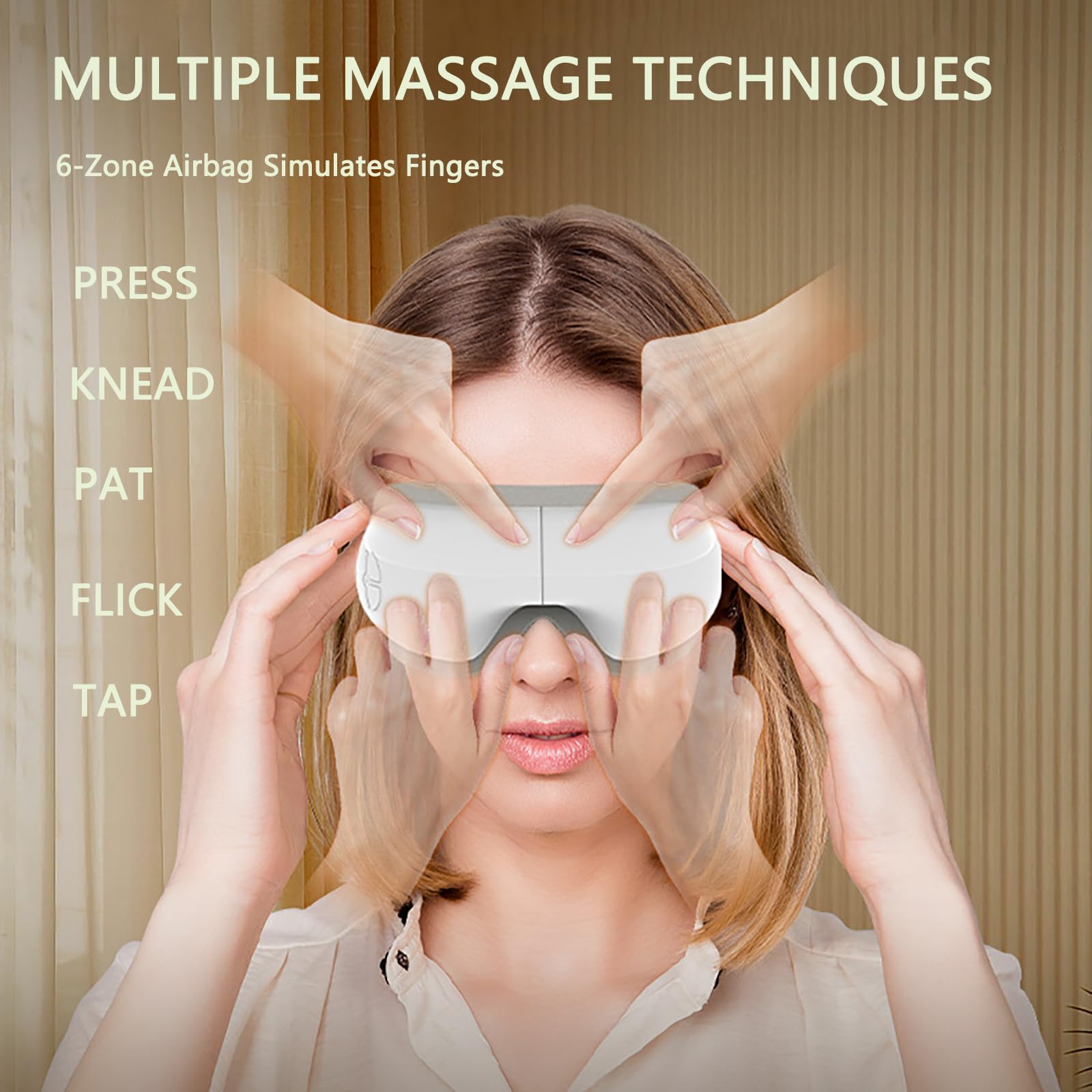 Eye Massager with Heat & Bluetooth Music,4-in-1 Eye Massager,Rechargeable Heated Eye Mask for Sleeping, Face Massager, Smart Sleep Eye Mask,Valentines Gifts for Women Men