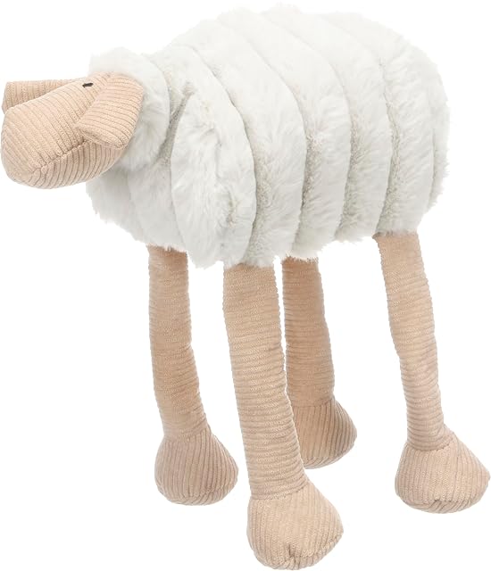 Foto 2 de 5 de Flamingo Juguetes para Perros - Oveja Ribola tumbada Beige - Suave Felpa con Pana Acanalada - con chirriador