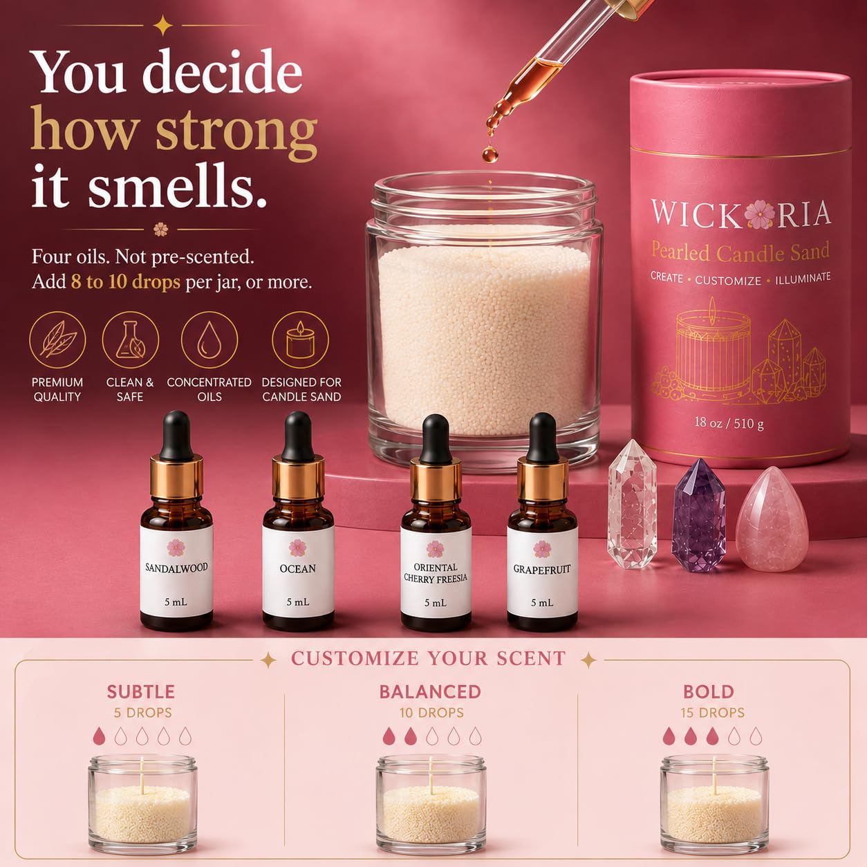 Kit di sabbia per candele perlate, 510,3 g, sabbia per candele con
