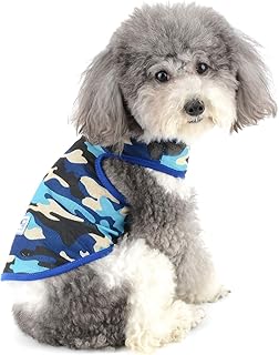 Zunea Dog Shirts for Small Dogs Summer Mesh Puppy Clothes Camo Basic Tank Top Soft Cool Vest T-Shirt Doggie Sleeveless Apparel for Tiny Small Dogs Chihuahua Cats Blue L