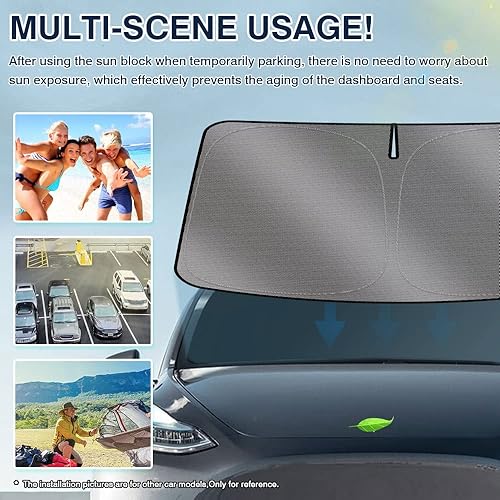 Miniatura 6 de Karltys Parasol para parabrisas para Dodge Ram 1500 2019-2024, UPF50+ 240T plateado reflectante, cubierta plegable para ventana delantera, protector