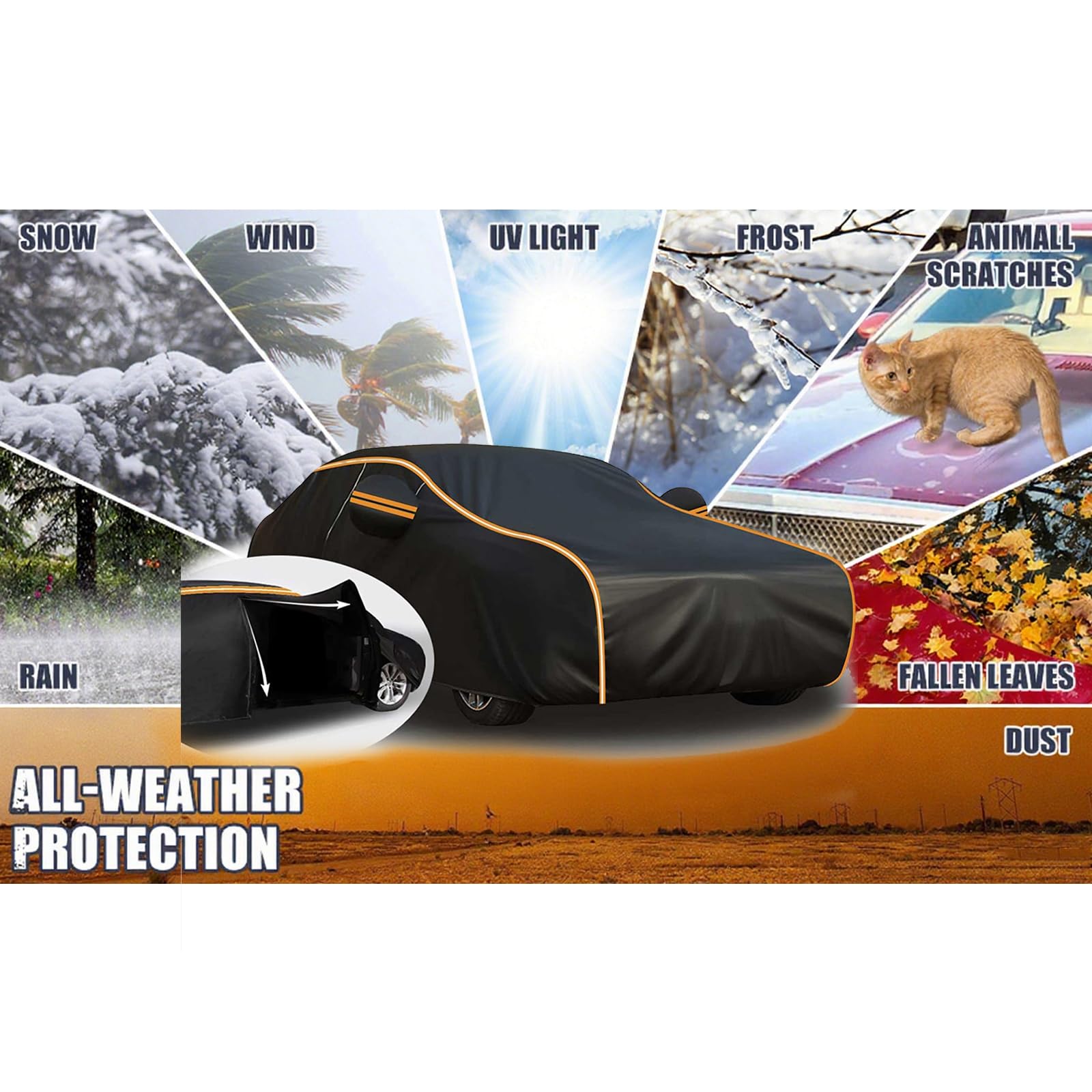 Bache Voiture Exterieur pour Renault Espace 6 2024-2025, Housse de Protection avec Zip et Sangles Anti-Vent, Résiste à la Pluie, Neige, UV et Poussière, Adaptation Parfaite