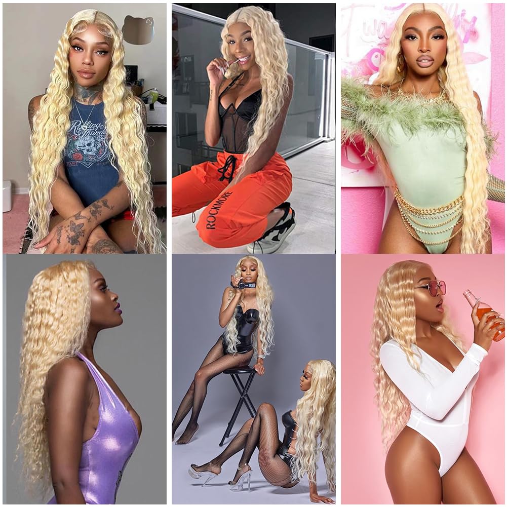 Blonde Deep Wave Bundles 613 Bundles Human Hair 22 24 26 Inch Brazilian Virgin Remy Soft and Silky 613 Deep Wave Bundle Hair Weave