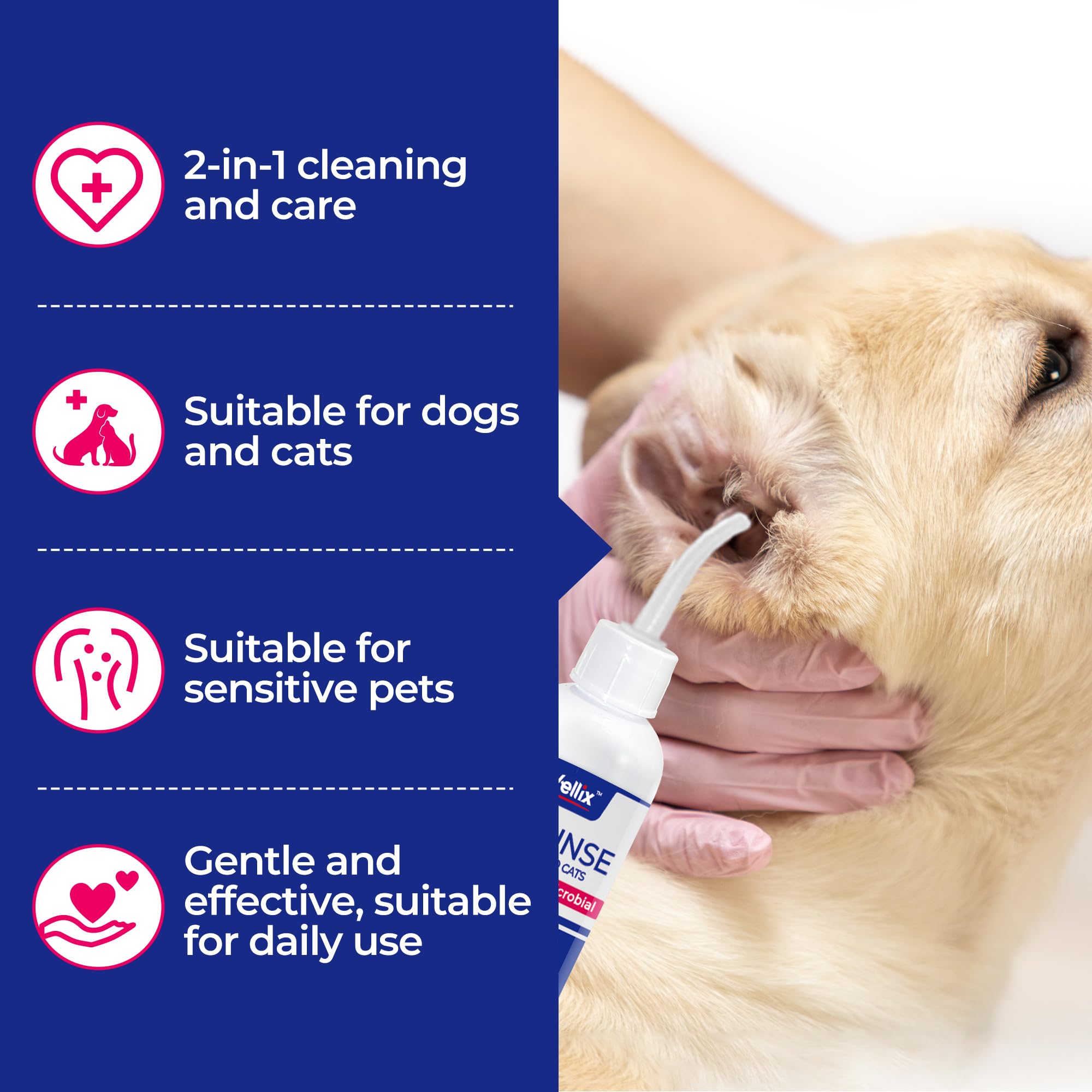 Wellix 120ml Ear Cleaner for Dog & Cat - Ear Infection Treatment Without Irritation - Dog Ear Wash for Itch Relief & Soothing Inflammation - Ear Wax, Powder and Odor Removal Drops - image 6