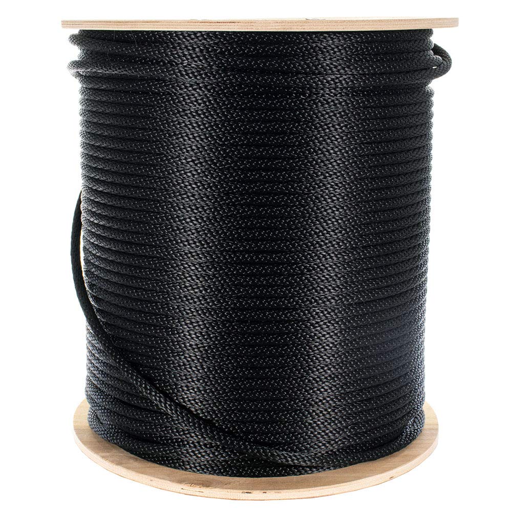 Rope and Cord Solid Braid Nylon Galvanized Cable – Multi Use Rope Holds 3,500 lbs-13,000 lbs! – Black 3/8 in x 100 ft