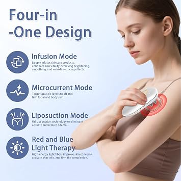 4-in-1 Cupping Massager Modelling and Tightening Massager Cupping Device EMS Microcurrent and LED Light Heat Lipedema for Abdomen Legs Butt and Fascia Lymphatic Drainage