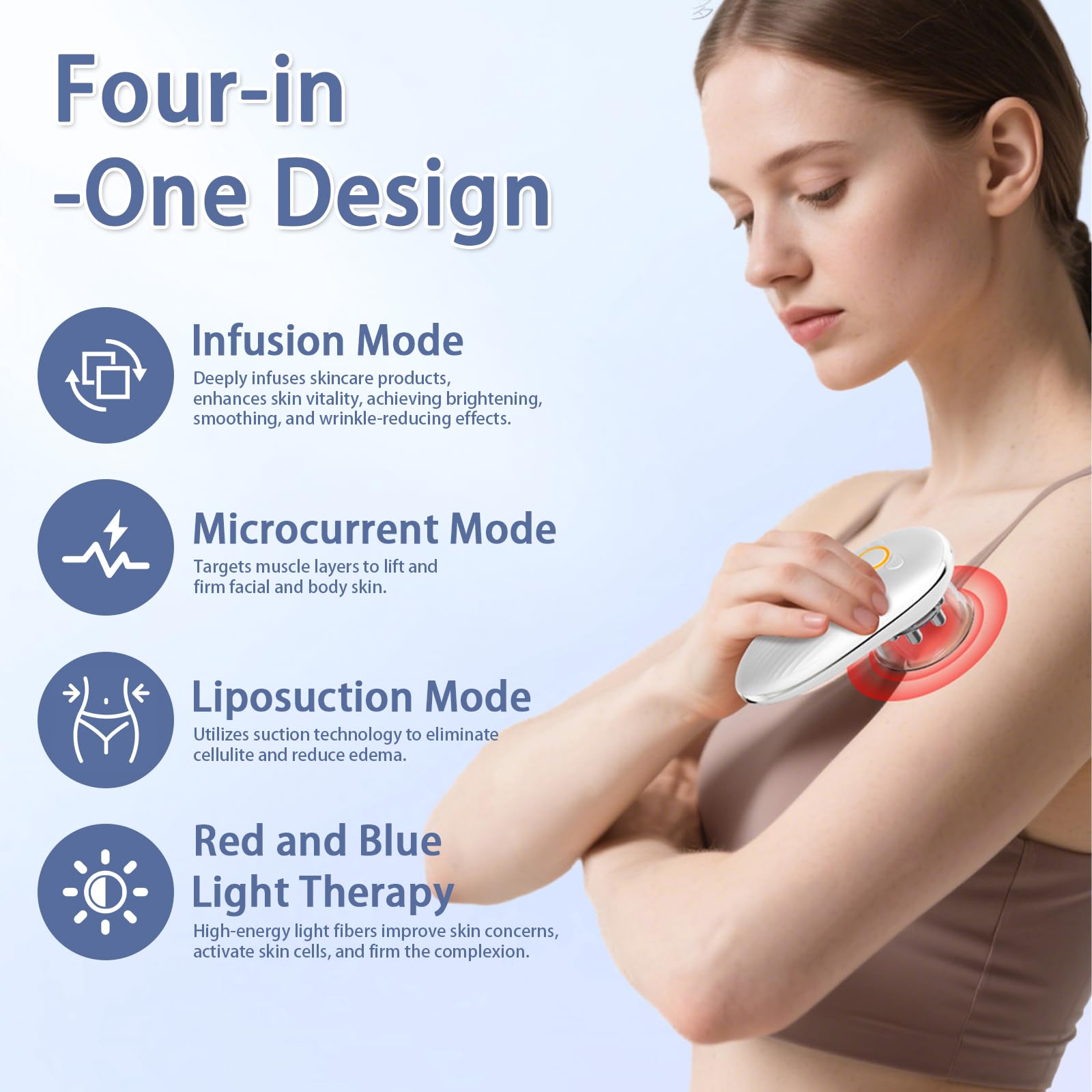 Apparecchio di Massaggio con Suczione 4 in 1, Modellazione e Rinfrescare, EMS Microcorrente Luce LED Calore per Lipedema Addome Gambe Piede Fascie e Drenaggio Linfatico