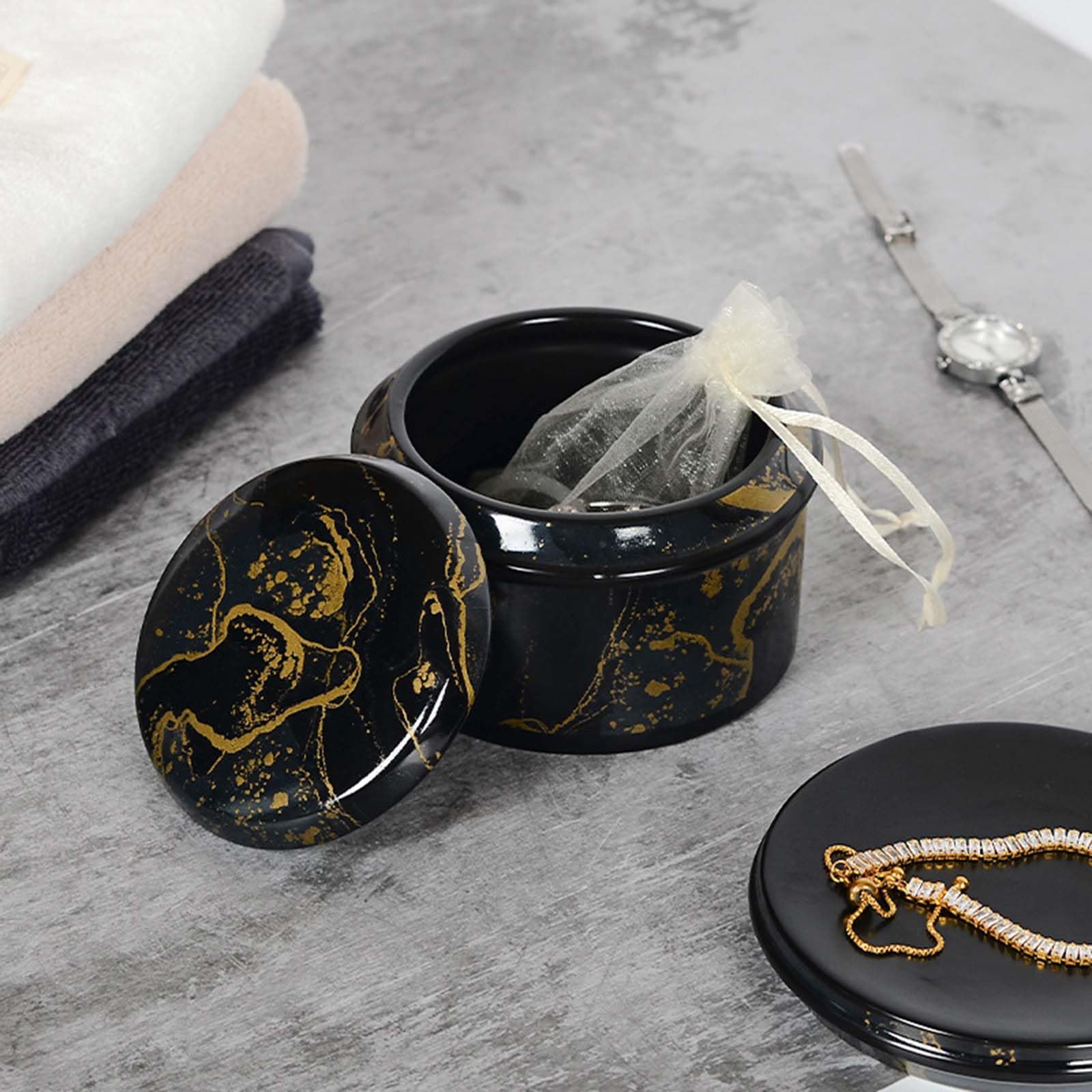 Set Dispensador De Jabón Marmoleado, Set De Baño De Cerámica, con Porta Cepillo De Dientes, Dispensador De Jabón, Jabonera, para La Zona De Lavado.,Negro