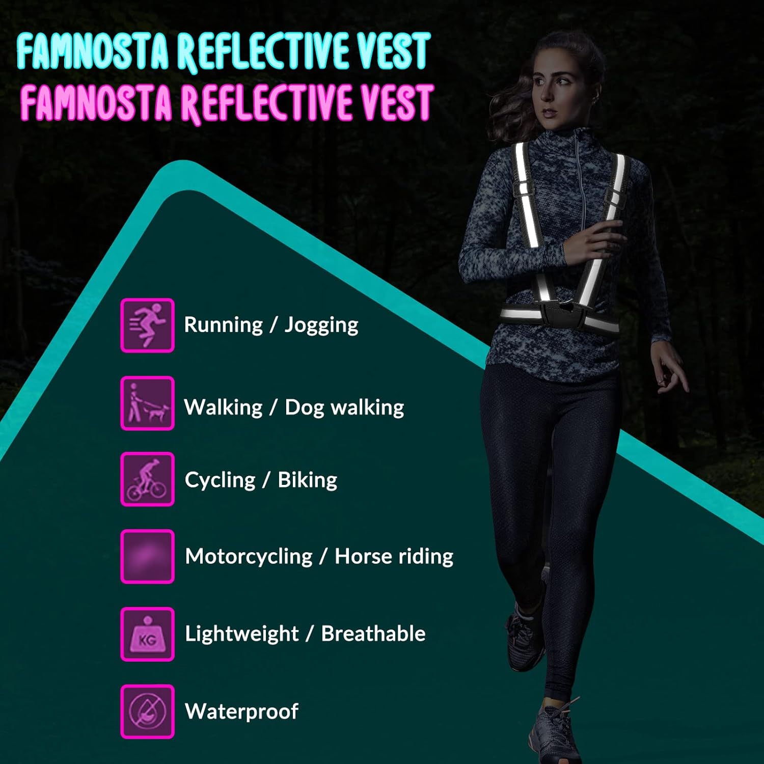 Macarrie 15 Pcs High Visible Reflective Running Vest Bulk Adjustable Safety Vest Elastic Straps Gear Night Walking Outdoor