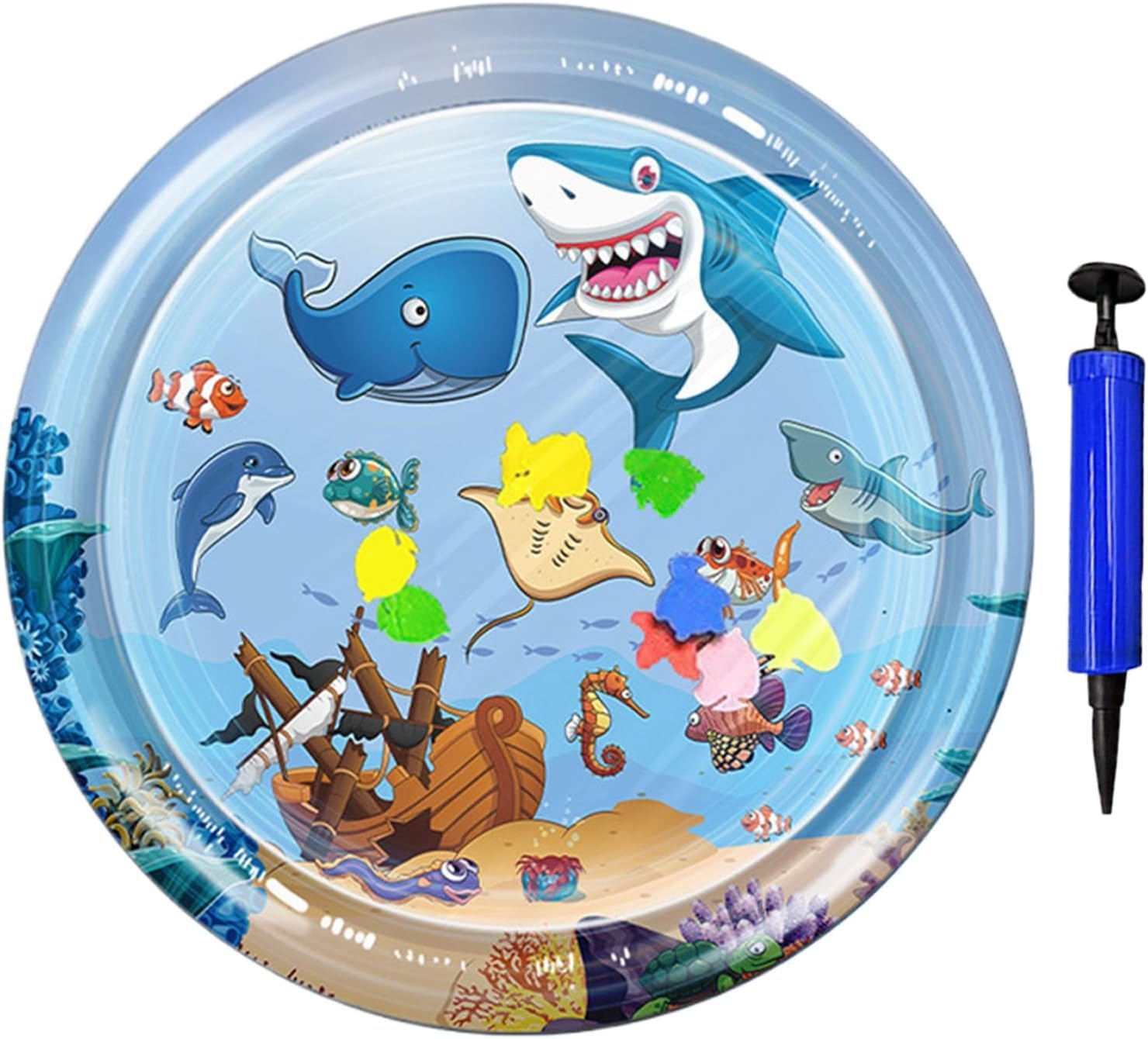 EHOTER Water Play Mat for Pets Thickened Water Sensor Play Mat Cats Dogs Cooling Sensory Waters bed Comfort Inflatable Cooling Bed for Pets (65cm)
