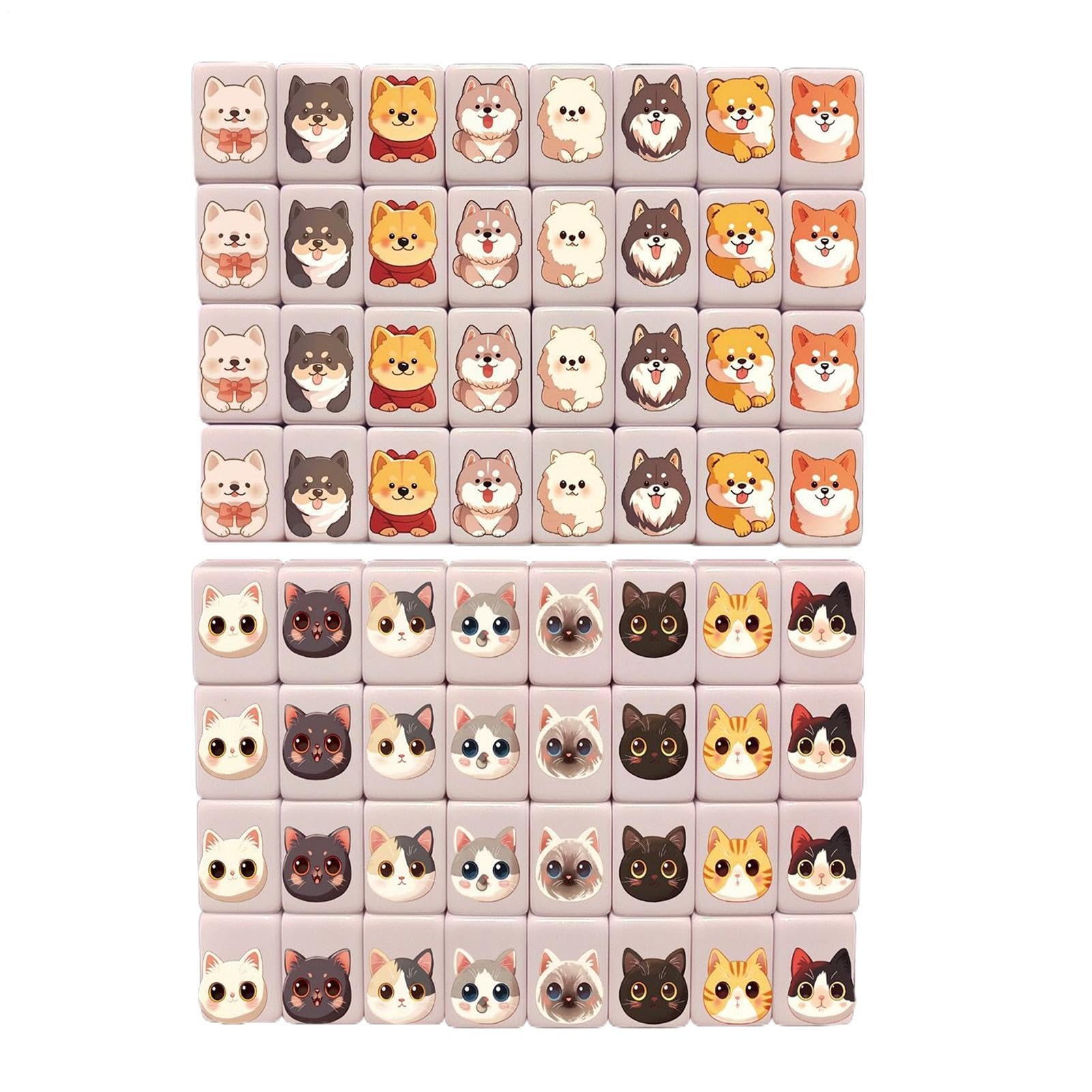 Jouet Classique De Mahjong, Jeu D'évasion Blocs Ensembles De Mahjong, 65 Tuiles Drapeau Et Motif d'animal De Compagnie Jeu De Mahjongs Jeux De Société en Bord De Plage