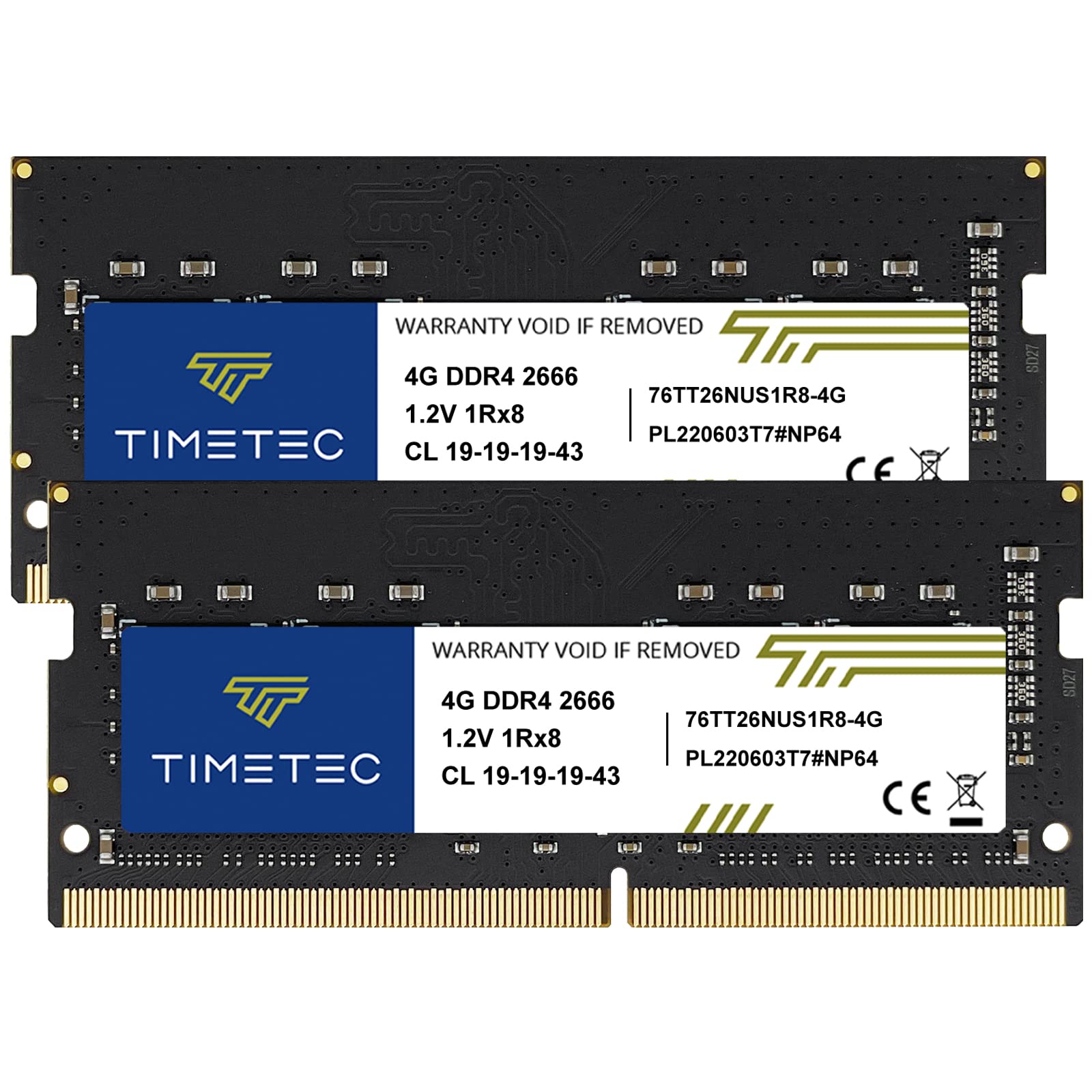 Timetec 8GB KIT(2x4GB) DDR4 2666MHz PC4-21300 Non-ECC Unbuffered 1.2V CL19 1Rx8 Single Rank 260 Pin SODIMM Laptop Notebook PC Computer Memory RAM Module Upgrade (8GB KIT(2x4GB))