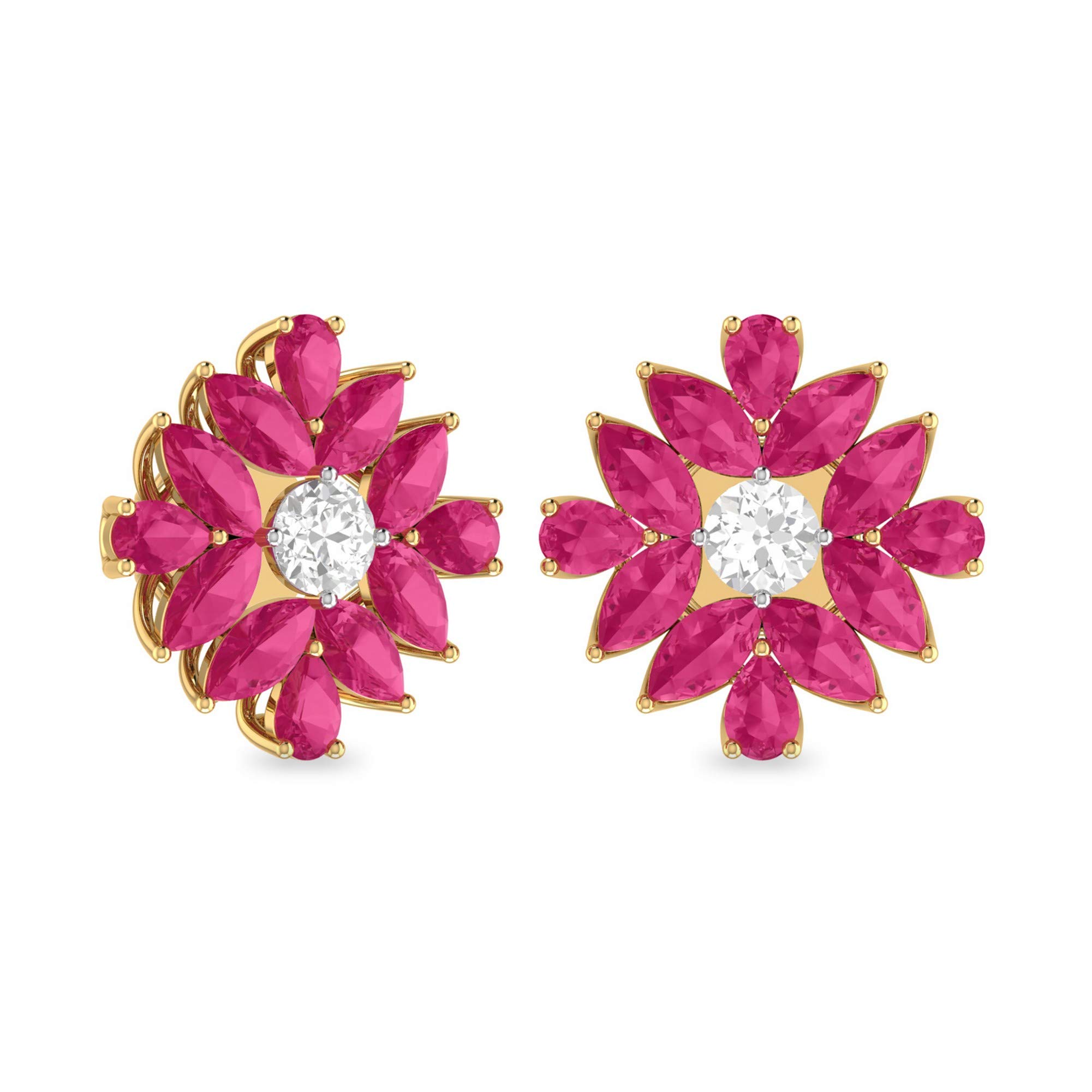 pc jeweller Yellow Gold and Diamond Stud Earrings for Women-picture-2