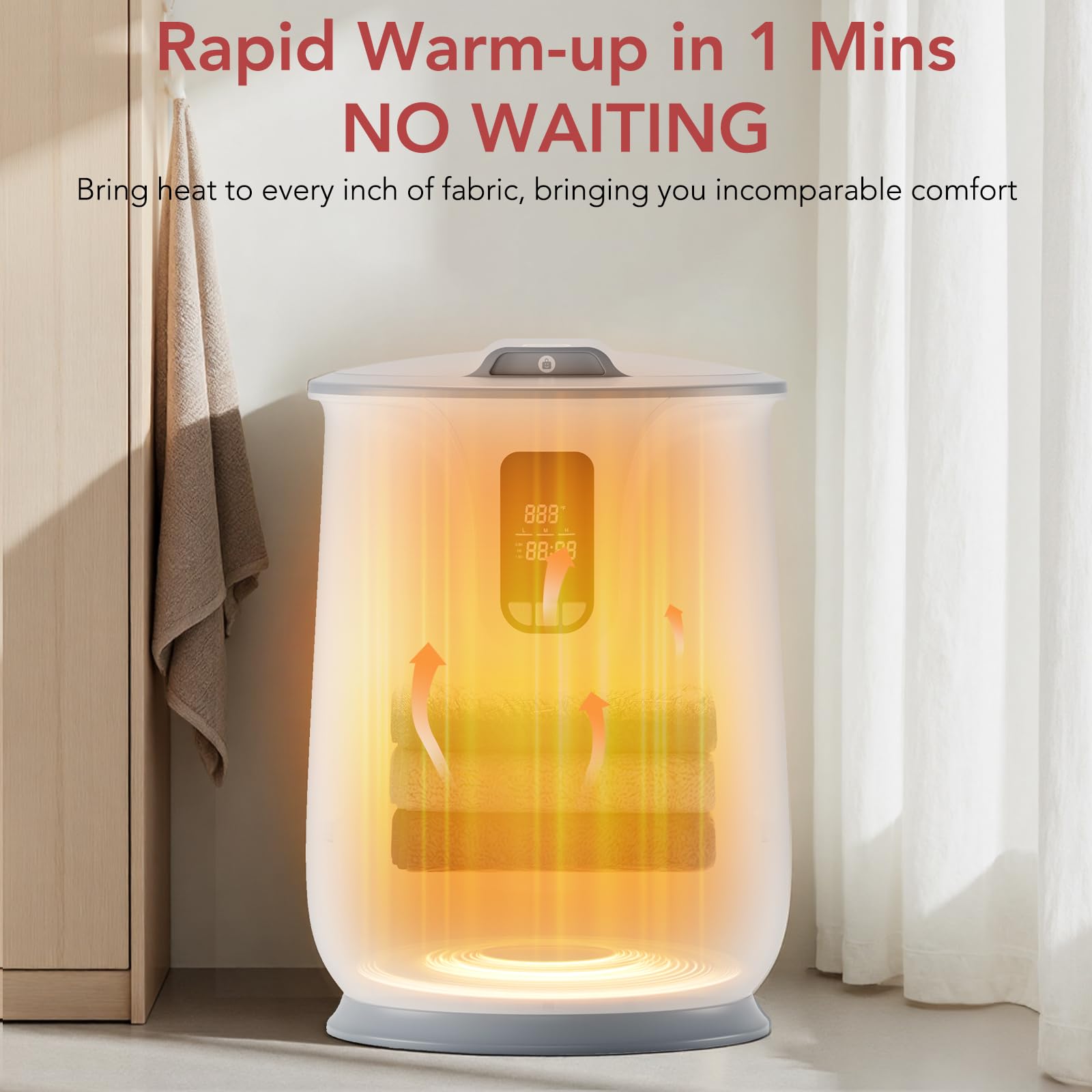 Electactic Scaldasalviette grande da 20 litri per bagno, anche riscaldato per asciugamani, accappatoi e coperte di grandi dimensioni, scaldasalviette per spa con timer 24 ore, temperatura regolabile