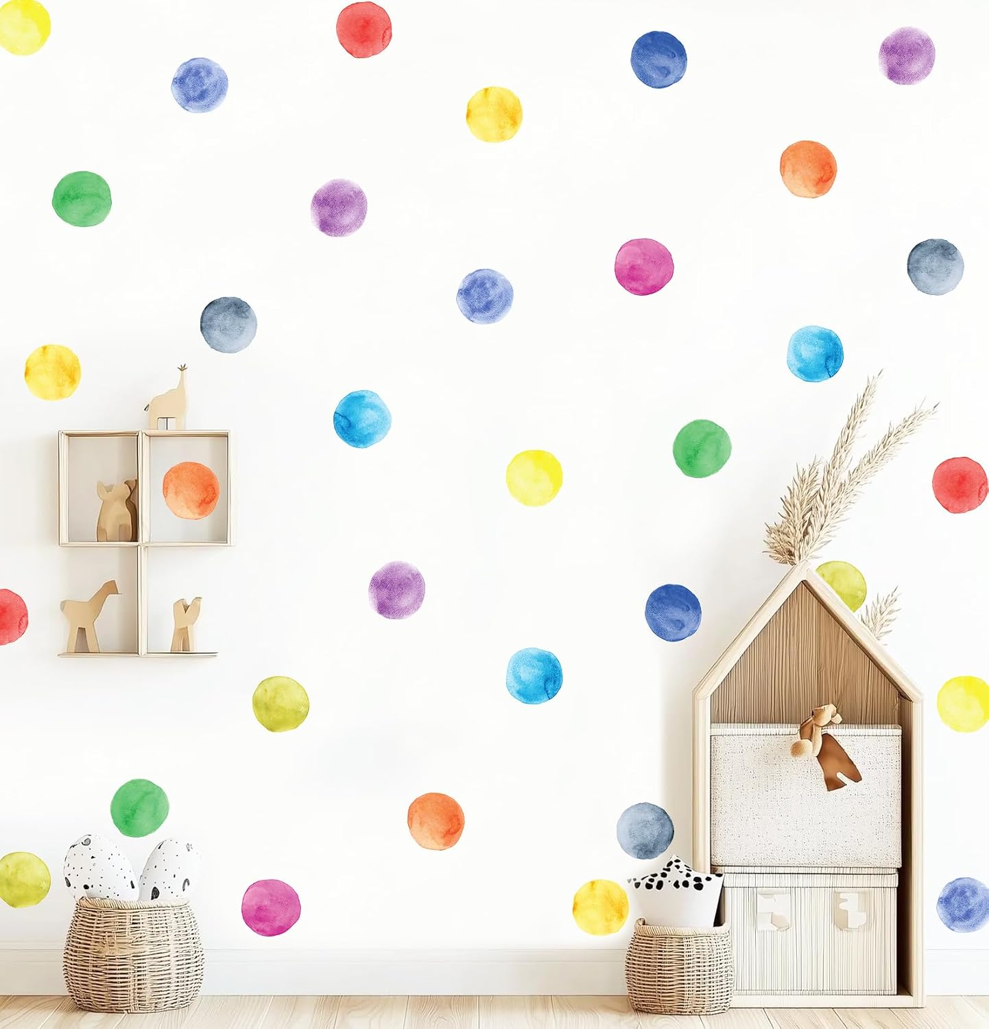 Vinilos decorativos puntos acuarela coloridos para pared
