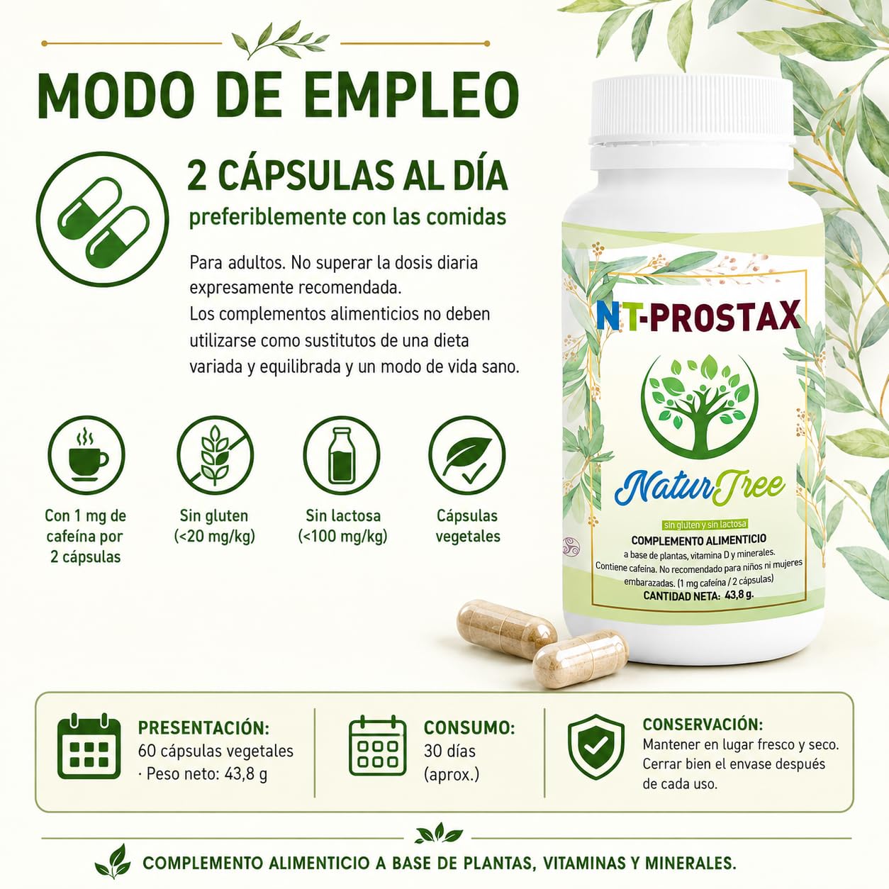 NT-Prostax | Saw Palmetto, Pygeum y Epilobio | Próstata 60 caps | Zinc, selenio, ortiga, calabaza y extractos vegetales para hombres adultos 40+