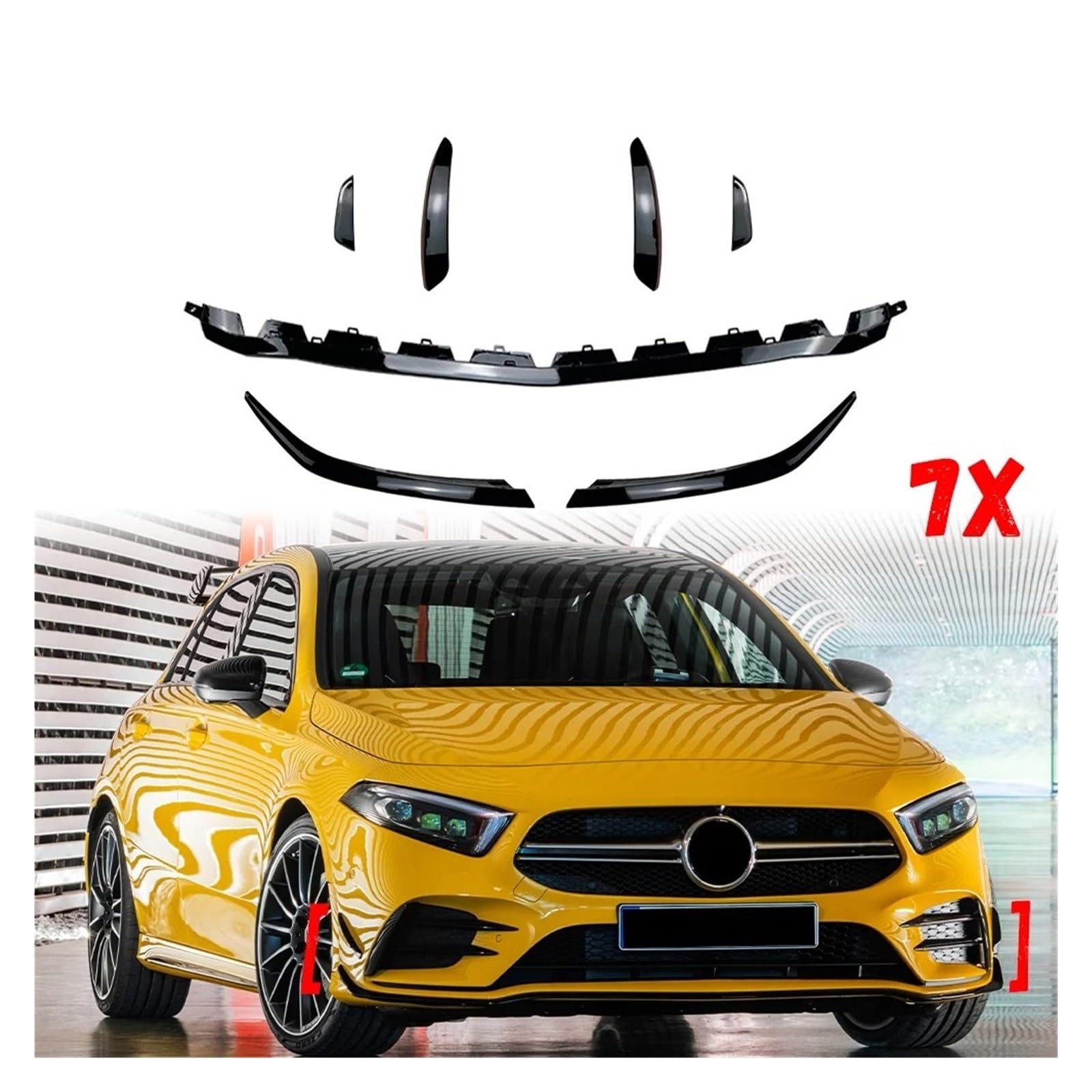 Spoiler frontali per auto Per Benz Classe A W177 A180 A200 A220 A35 Per AMG 2018 + Paraurti anteriore Spoiler Lama Canard Splitter Trim Accessori Labbro Anteriore