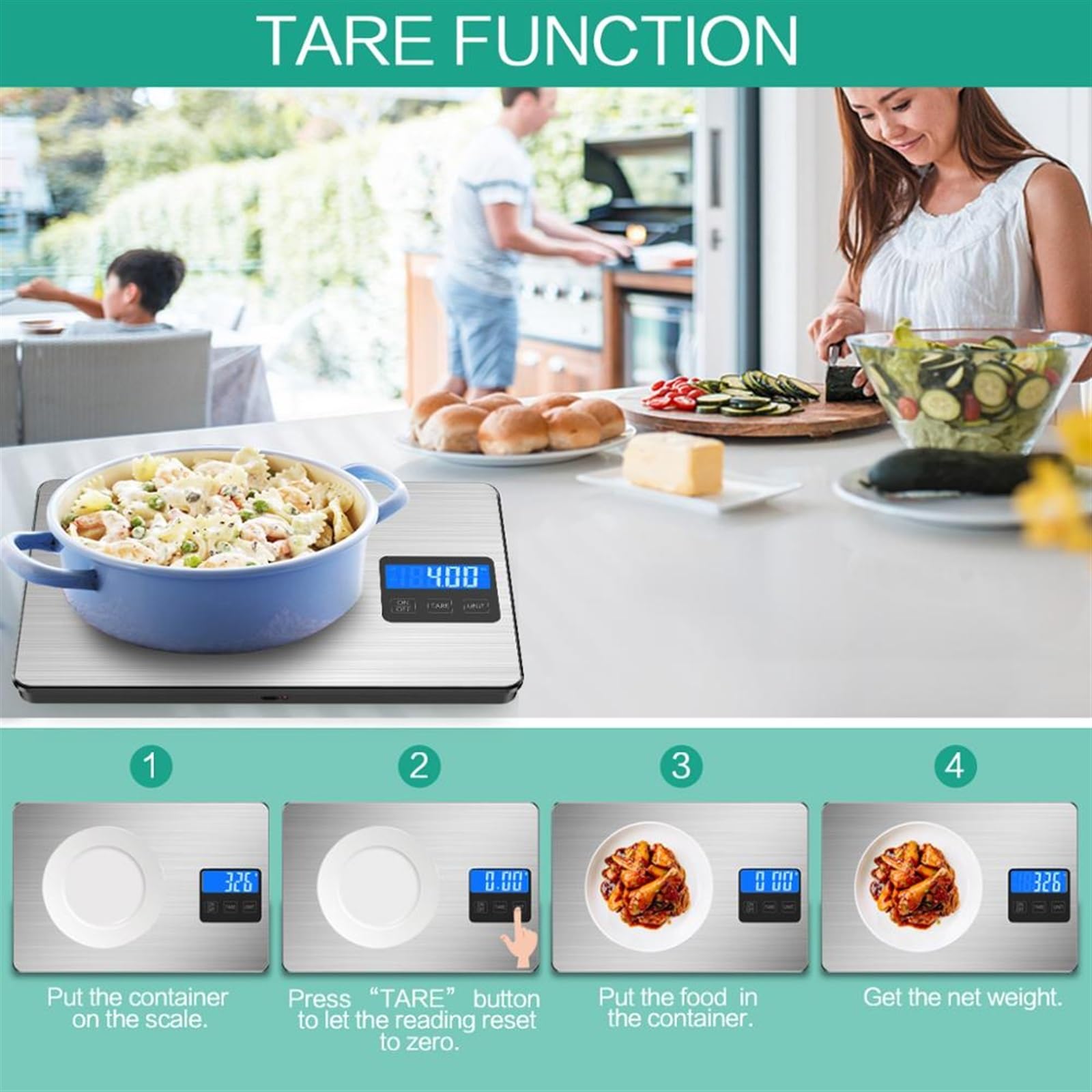 Waga kuchenna Cyfrowa waga kuchenna o wadze 15 kg z wyświetlaczem LCD Elektroniczna do żywności gotowania i pieczenia(Sliver)