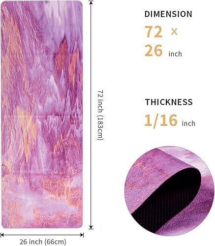 Miniatura 2 de Tapete de yoga de viaje, antideslizante, de gamuza con bolsa de transporte, tapete de fitness multiusos con superficie antidesgarros de alta