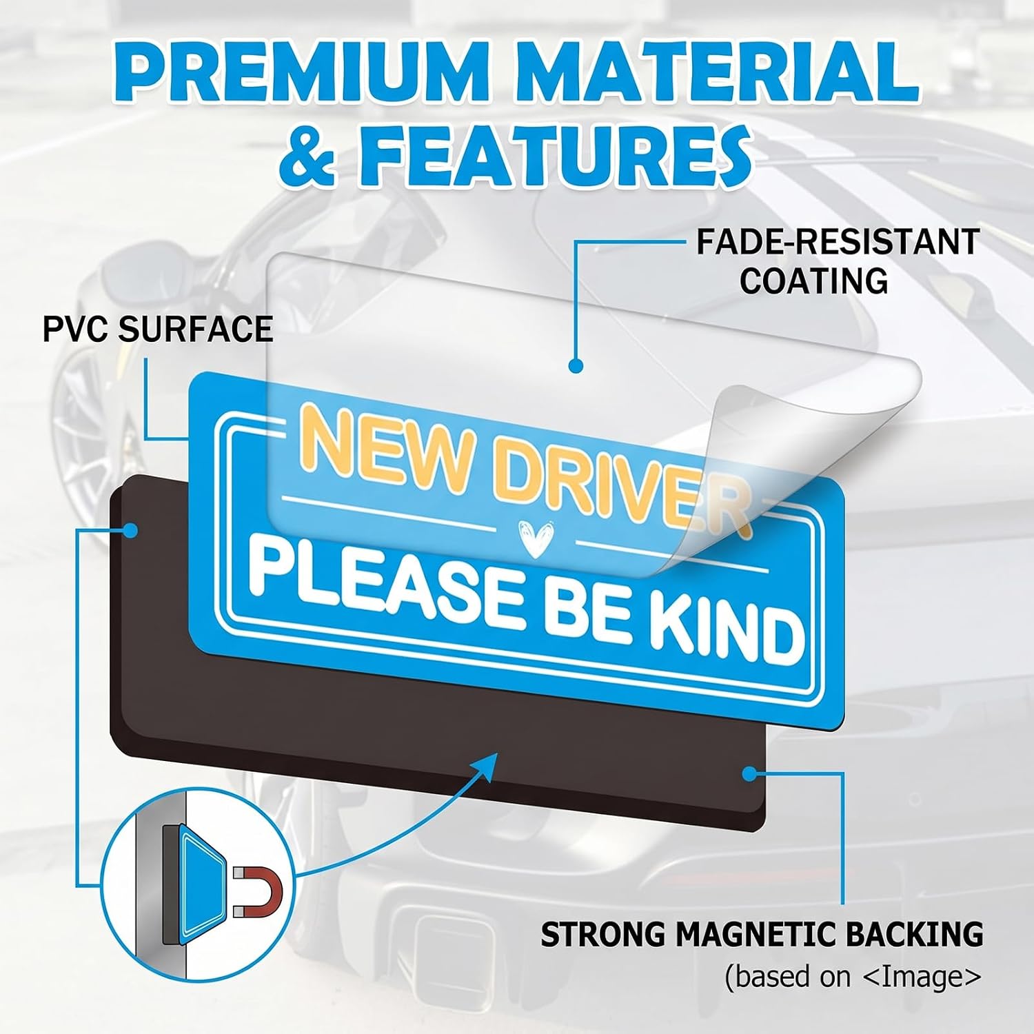 4 Pack New Driver Magnet for Car are Suitable for Beginners Student Driver Magnet for Car,New Driver Sticker Student Driver,are Suitable As Supplementary Equipment for Students and Novices image 5