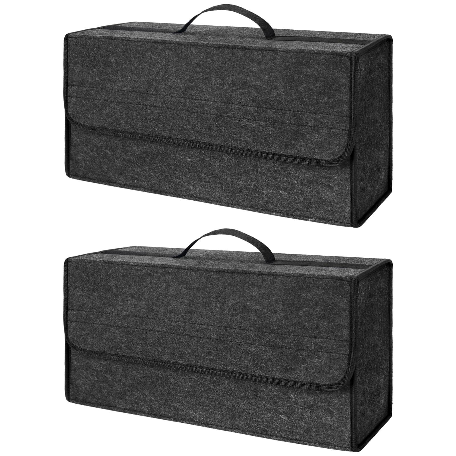 Ezvezs Dark Grey Car Boot Organiser Bag,Foldable Boot Storage Box With Lid, Anti-Slip Car Organiser For Tools Travel Emergency Tidy Van Caravan,Felt Trunk Organiser Suitable For All Vehicles, (2Pcs)