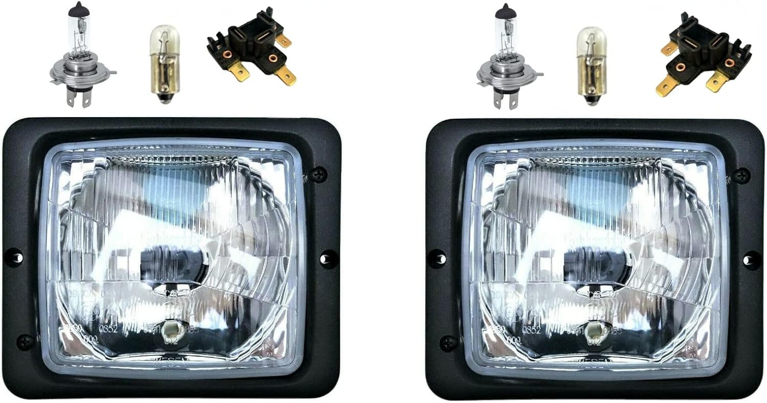2x fari anteriori fendi luce di posizione anabbagliante per trattore Atlas Zetor con lampadine H4 e connettori (3 funzioni - H4 - con connettori)