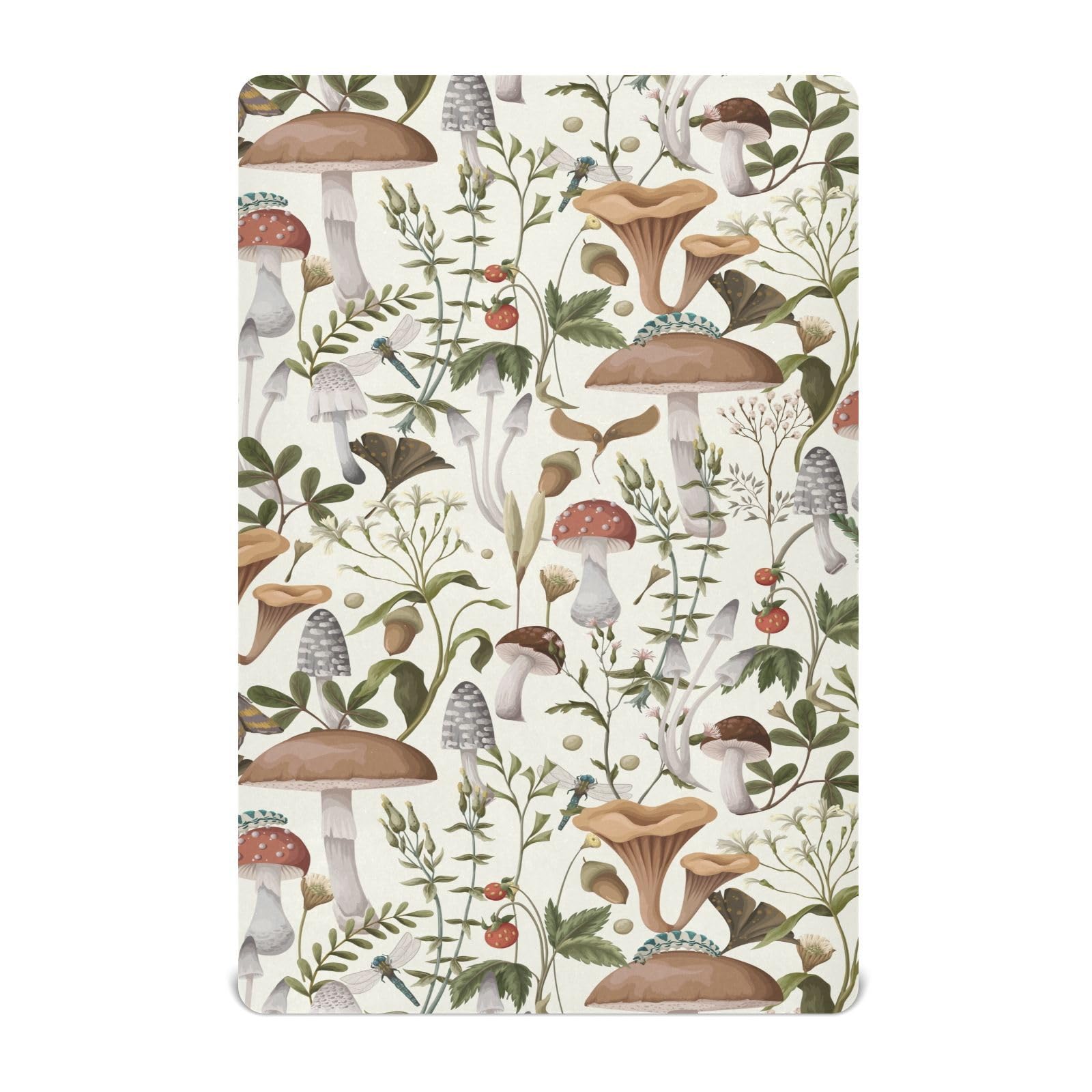 Maunzc Mushrooms and Berries Crib Sheets Soft Mattress Cover for Baby and Toddler Comfort, Standard Size, Breathable and Fitted Sheet with Neutral Design, 28