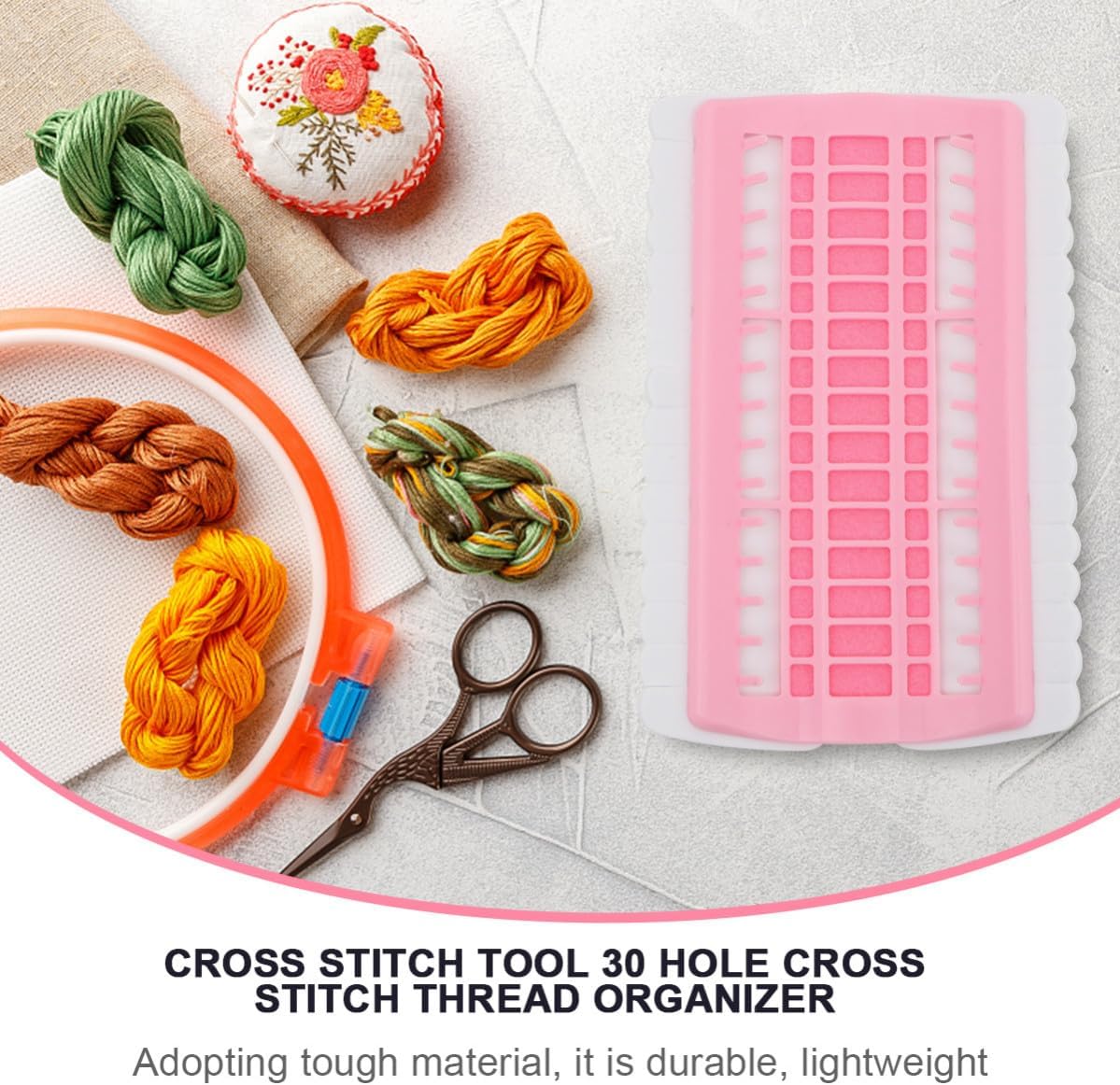 NUOBESTY Cross Stitch Thread Organizer Lightweight Mini Thread Arranger Plastic with 30 Holes for Embroidery Floss Storage for Home Craft Projects
