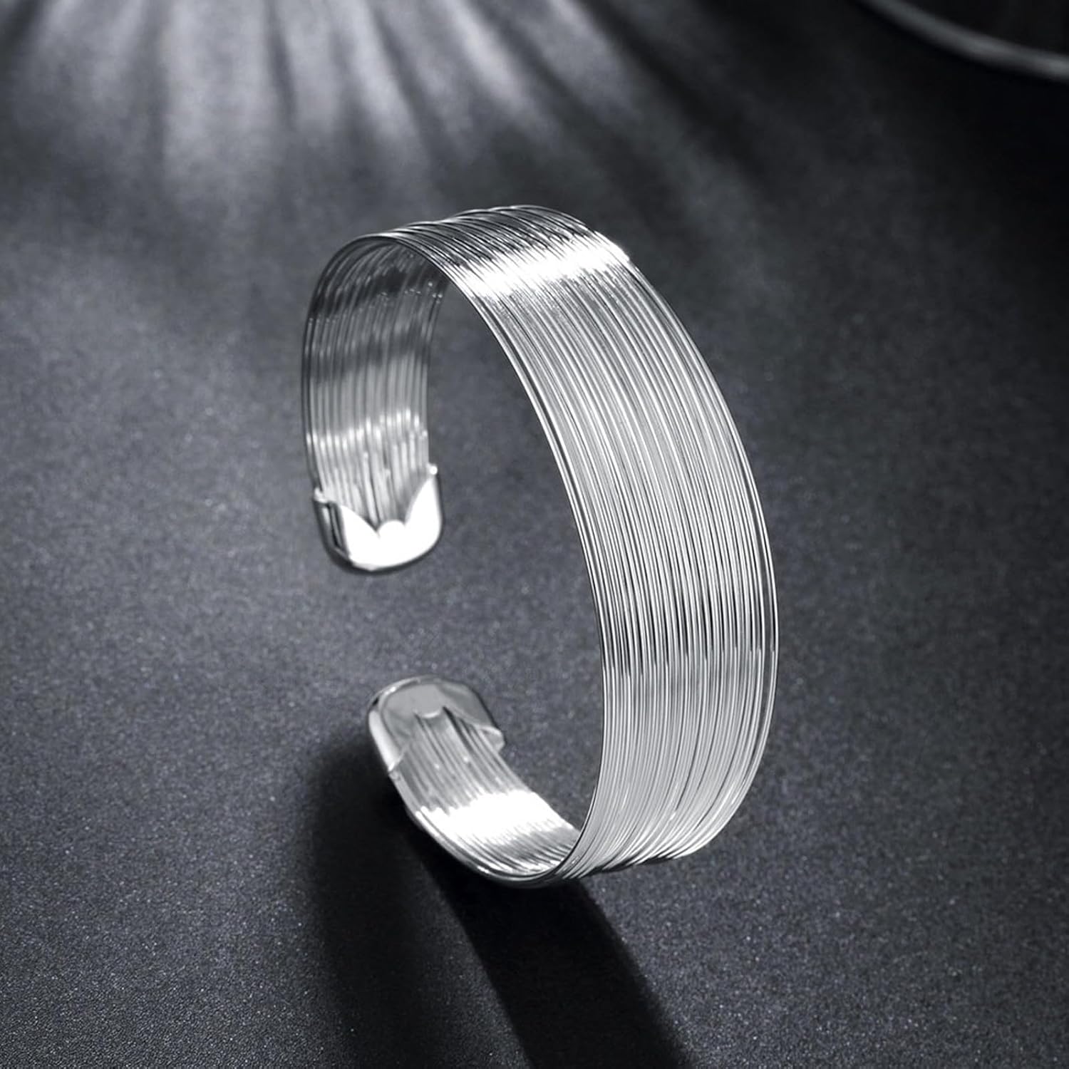 Chunky Bangle Bracelet for Women 925 Sterling Silver Bracelets Handmade Cuff Bangle Bracelets Adjustable Jewelry Fashion Simple Open Bangles - Image 2