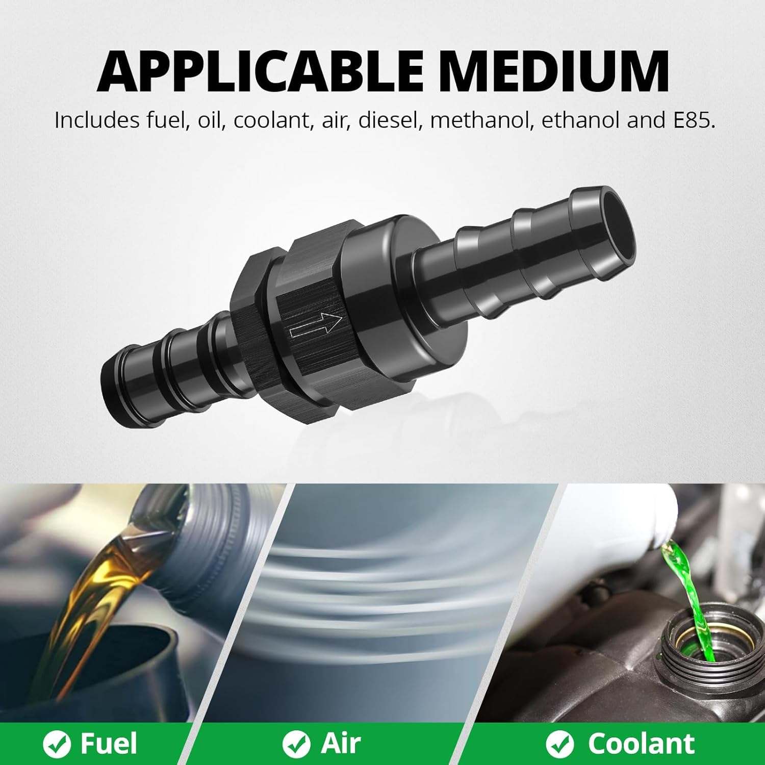 EVIL ENERGY 5/8" Check Valve, One Way Non-Return Valve Fitting Aluminum Black