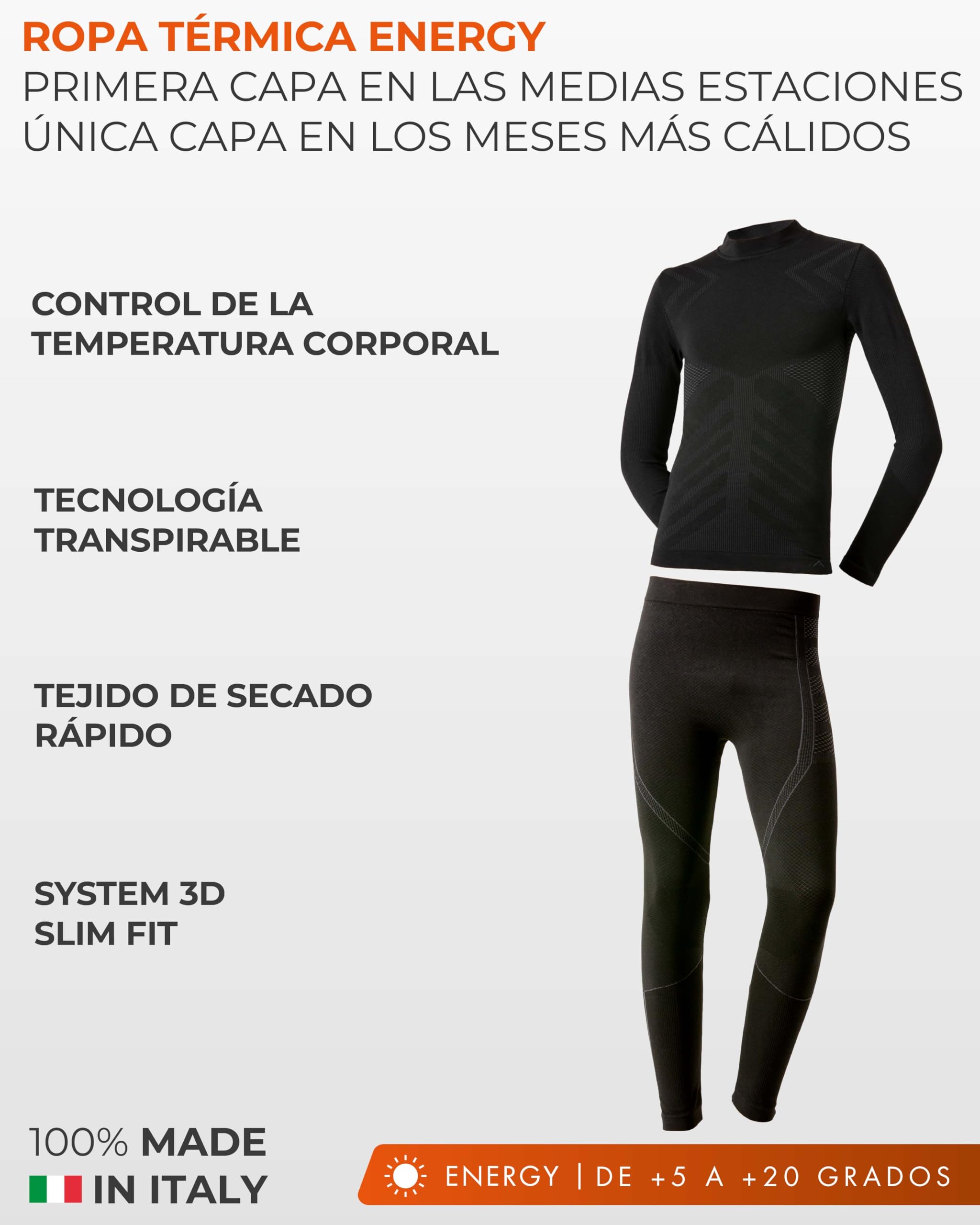 Risalti Ropa Termica Niño y Niña Energy – Conjunto Termico Unisex, Camiseta y Mallas Sin Costuras, Ropa Térmica Infantil para Fútbol, Esquí y Ciclismo – Made in Italy