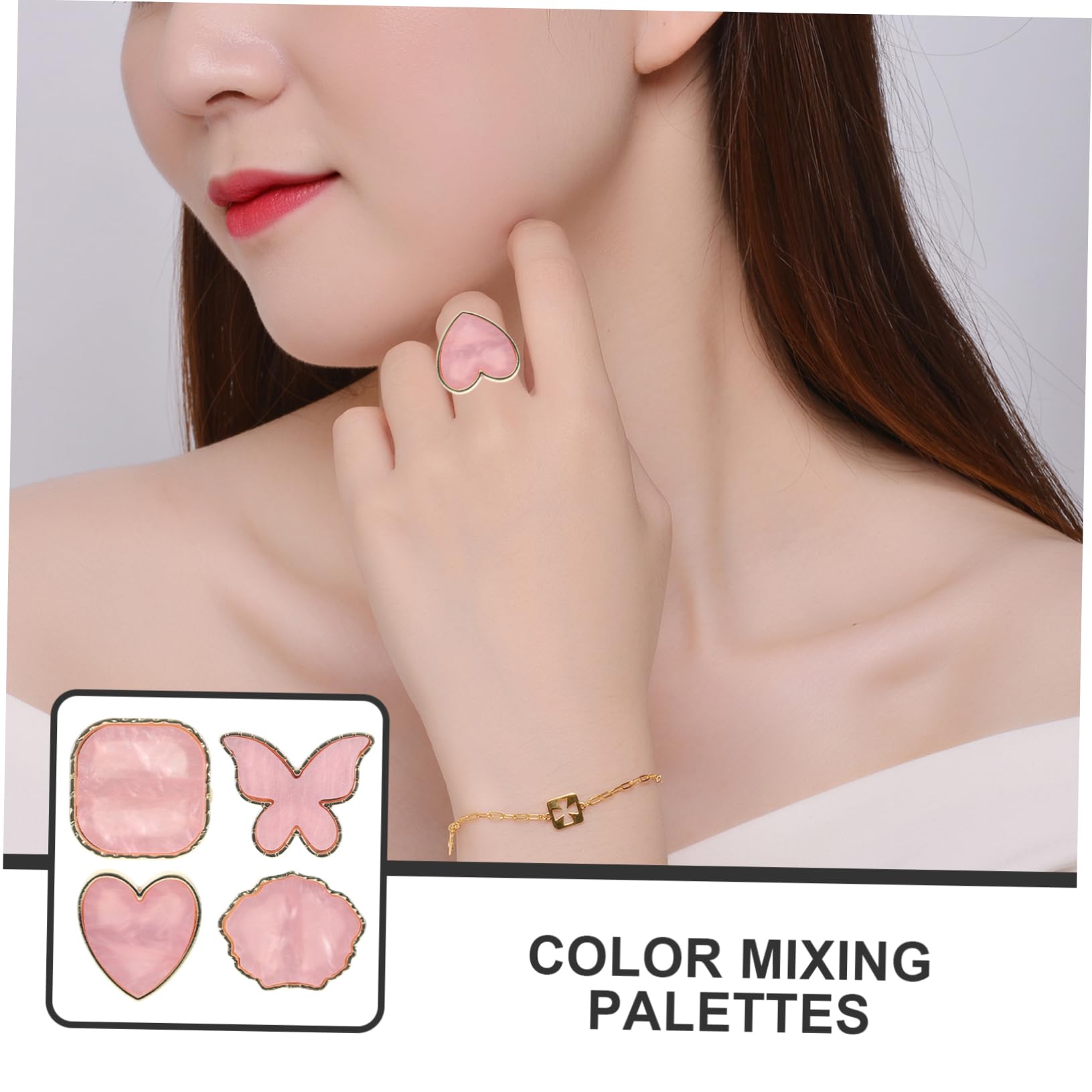 minkissy Paleta japonesa de imitación de conchas, 20 unidades, paleta de esmalte de uñas, herramientas de uñas, paletas de uñas, paletas de arte de uñas, placas de color, bandeja de corazón, aleación