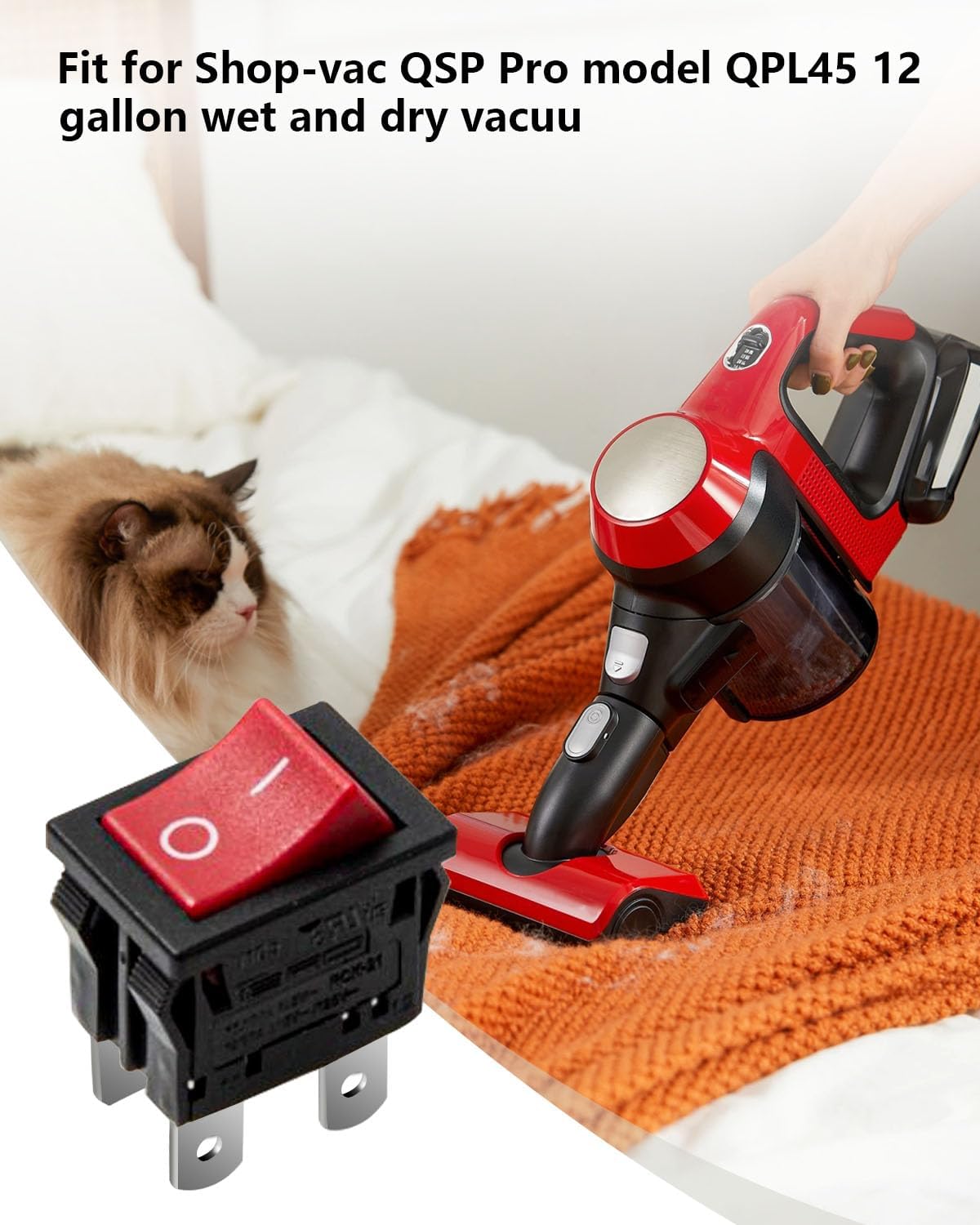 ON-Off Switch Fit for QPL45 12 Gallon Shop-vac QSP Pro for 4 Pins Wet and Dry Vacuum (Red)