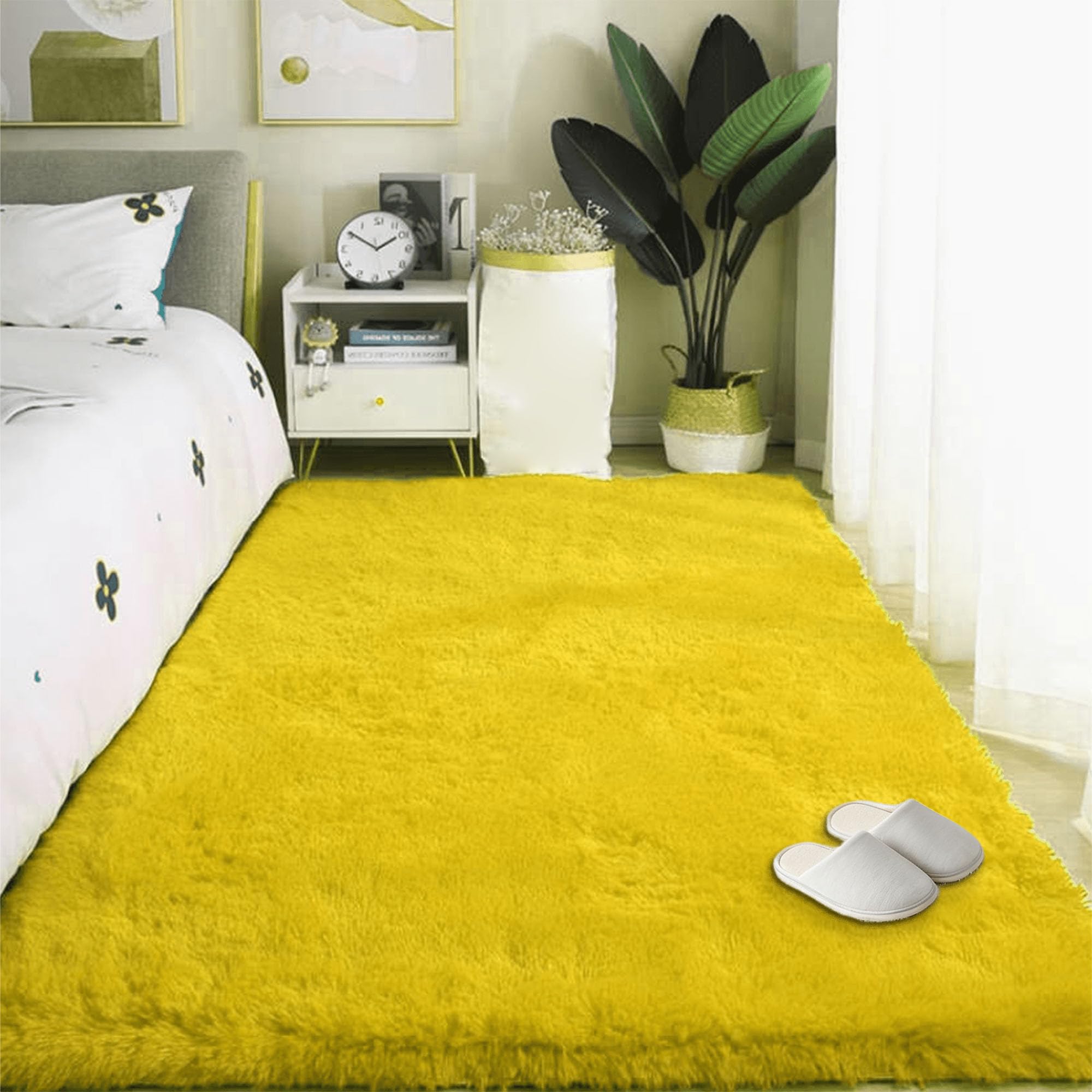 Tapis moelleux poils longs grand format 260x320 cm tapis jaune