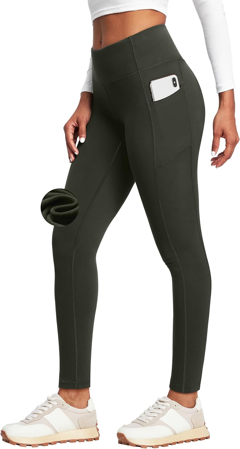 Legging Doublé En Polaire Pour Femme - Pantalon De Yoga Chaud En Fourrure - Pantalon De Course à Pied - Taille Haute - Pour La Gym, Le Yoga En Hiver