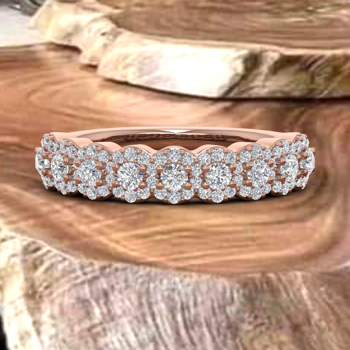 3/4 Carat Diamond Wedding Band Ring in 14K Gold