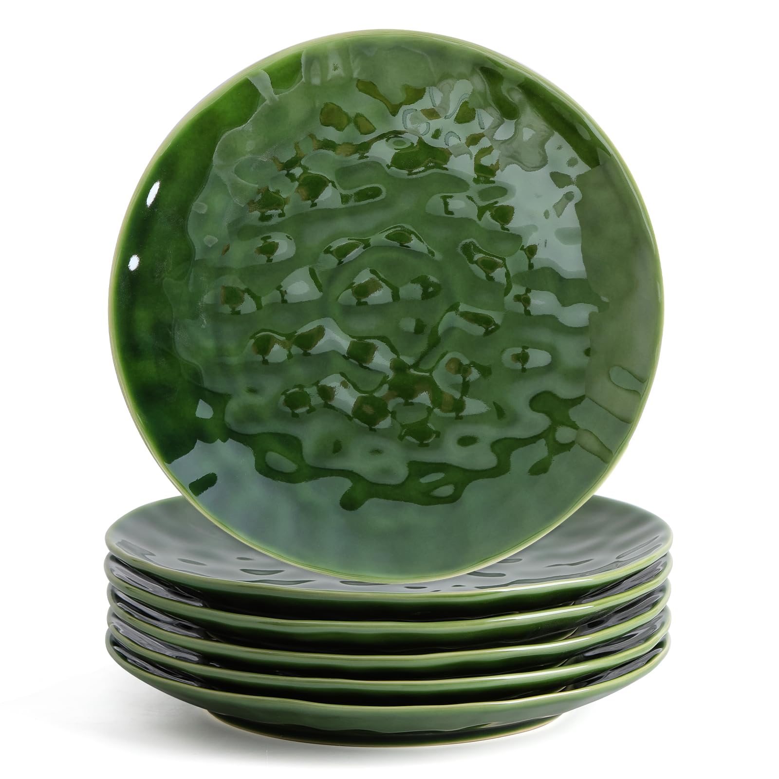 vicrays Set di 6 piatti piani in ceramica, rotondi, per forno a microonde, forno, lavabili in lavastoviglie, resistenti ai graffi, in porcellana scanalata, adatti per bistecca, pasta, pizza
