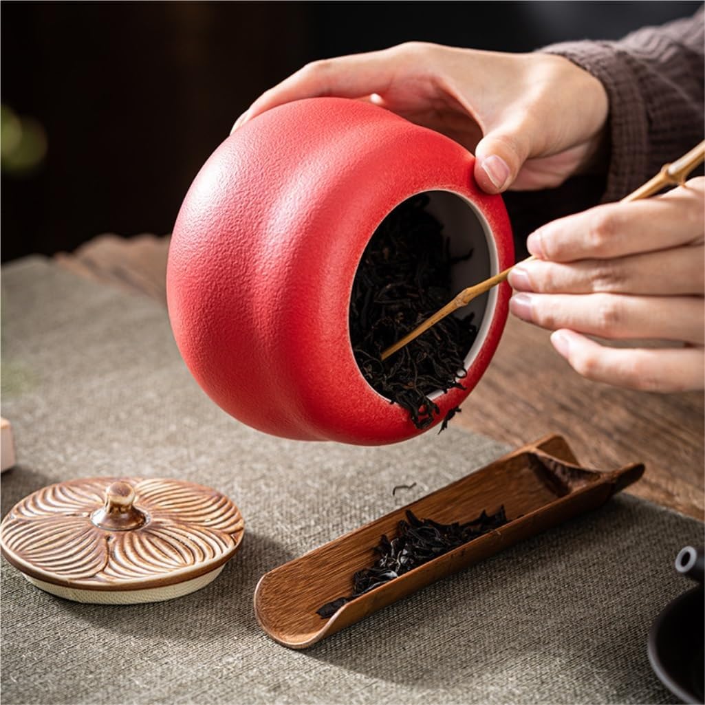 SONGCHAO Sugar Jar Bulk Tea Storage Jar Ceramic Large Capacity Travel Portable Tea Warehouse Sealed Jar Tea Storage Jar Candy Jar Tea Canister (Color : A, Size : Medium)