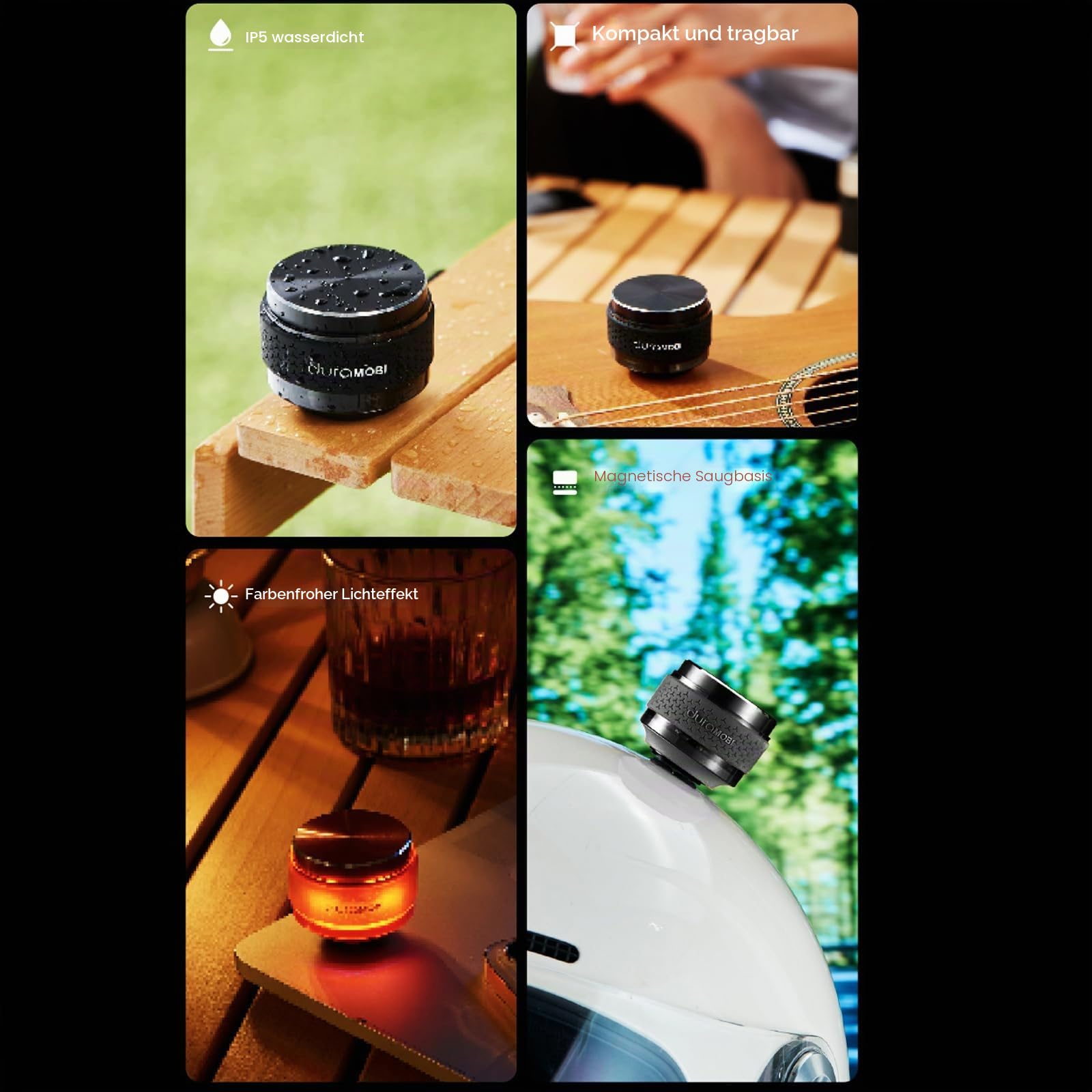 Docooler Knochenleitungslautsprecher Mini Wireless BT 5.0 Lautsprecher Echte kabellose Lautsprecher EQ-Modus einstellbar mit Buntem Umgebungslicht IP54 wasserdicht