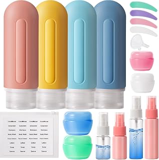 Travel Bottles for Toiletries - 19 Pack TSA Approved 3oz Leak Proof Silicone Containers for Shampoo, Conditioner, Lotion -Squeezable Tubes Easy Dispensing-Travel Size Accessories Essentials Kit (PYBB)