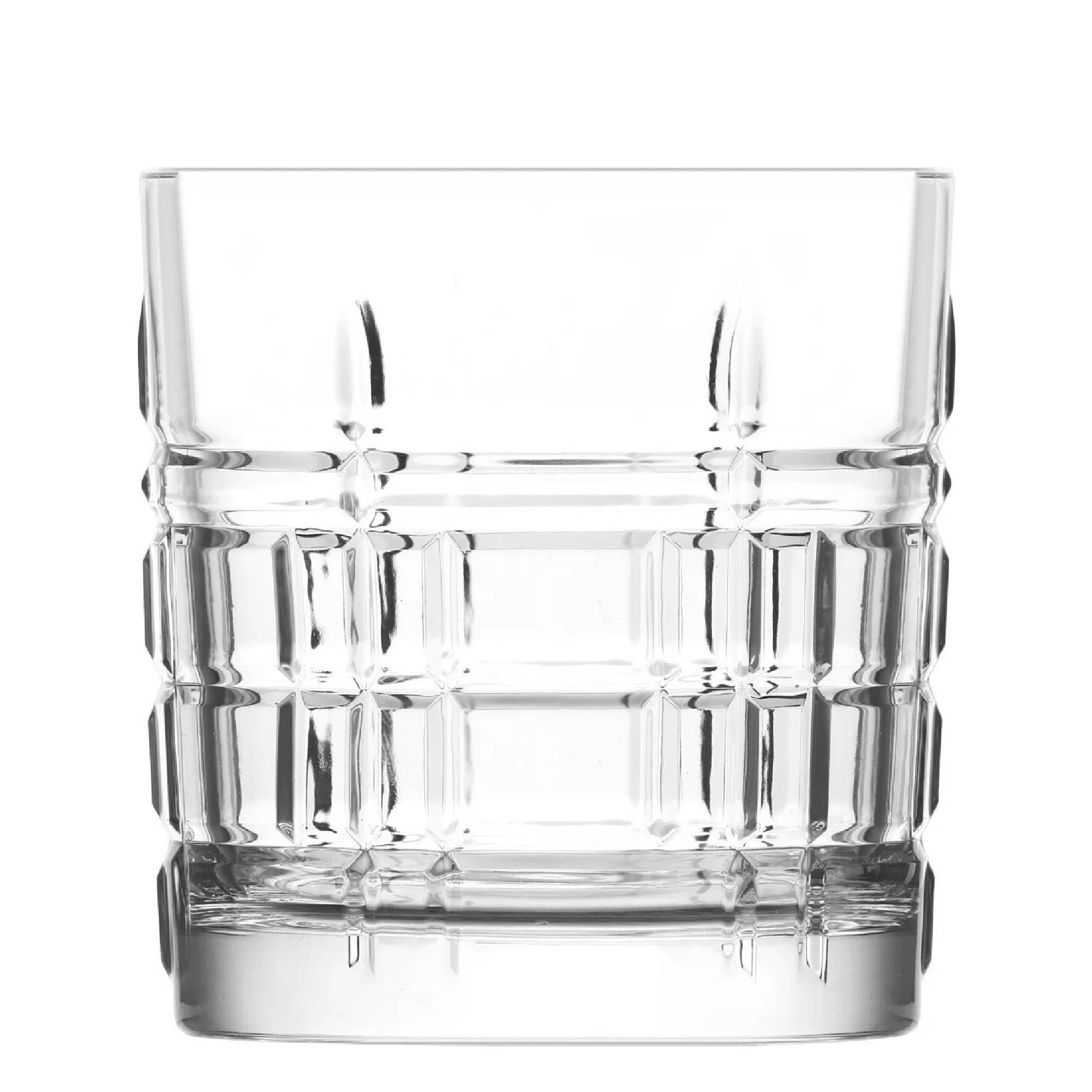 LAV Brit Whiskey Glasses - Set of 6-325ml/11oz - Old Fashioned Tumbler Glass Whisky Glasses Patterned Whiskey Tumblers for Scotch, Bourbon, Rum, Cognac