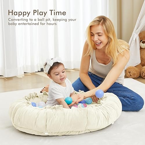 Miniatura 10 de ANGELBLISS Tapete de gimnasio 5 en 1 para bebé, reversible con 5 juguetes sensoriales para el desarrollo basado en escenarios, centro de actividades