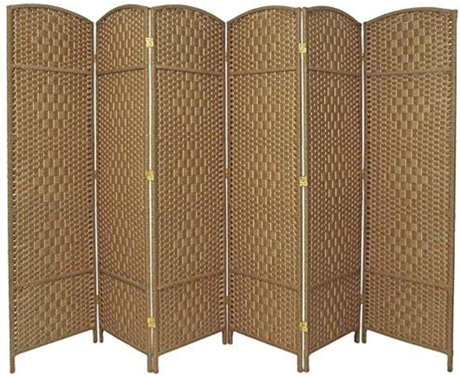 Red Lantern 6 ft. Tall Diamond Weave Fiber Natural-6 Panel Room Divider