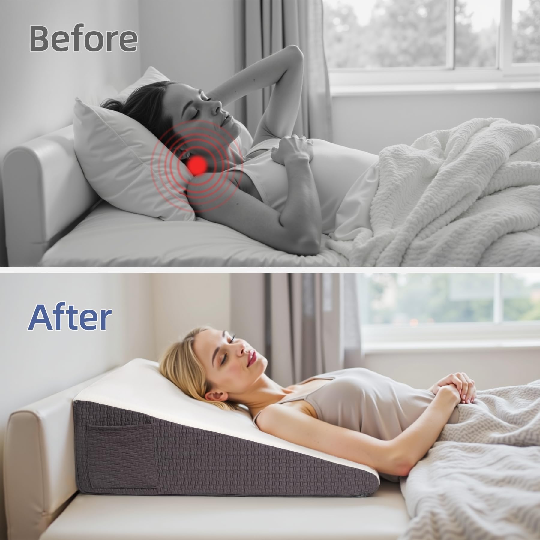 Exsnugy Cuscino a cuneo triangolare rialzato da 19 cm, per alleviare il reflusso acido, per dormire, post chirurgia, sollievo dal mal di schiena, russare, in morbida memory foam e fodera lavabile e