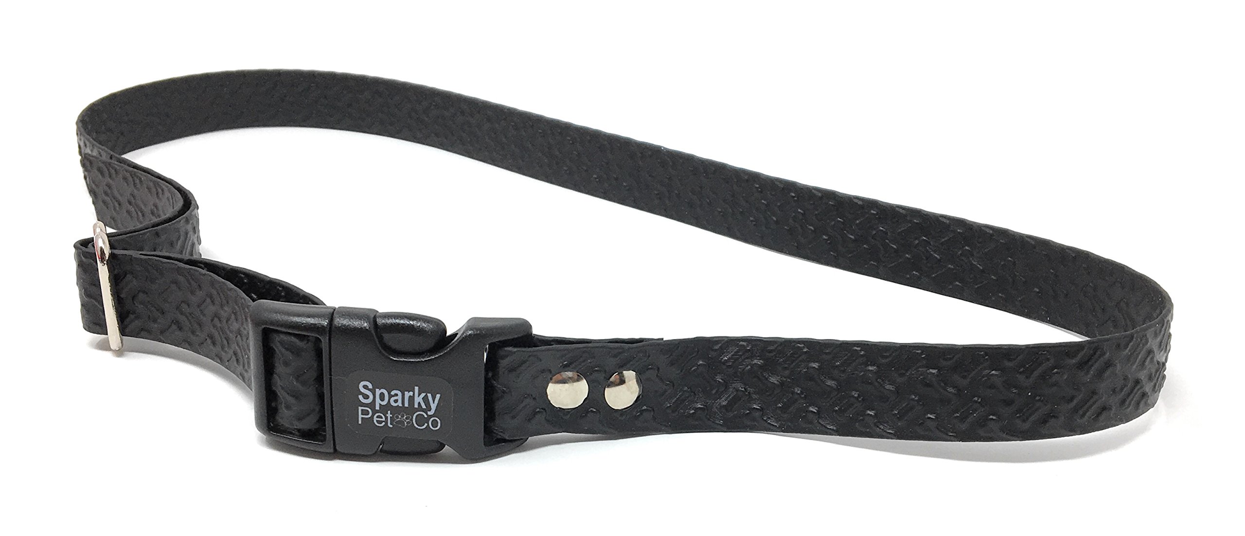 Sparky 1 Solid Bone Embossed Dog Straps YardMax System (Black)