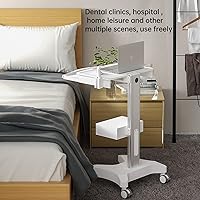 Vista 9 de Carrito médico con bandeja para laptop y soporte para escáner oral, estación de trabajo móvil sobre ruedas con cajón para hospitales, clínicas
