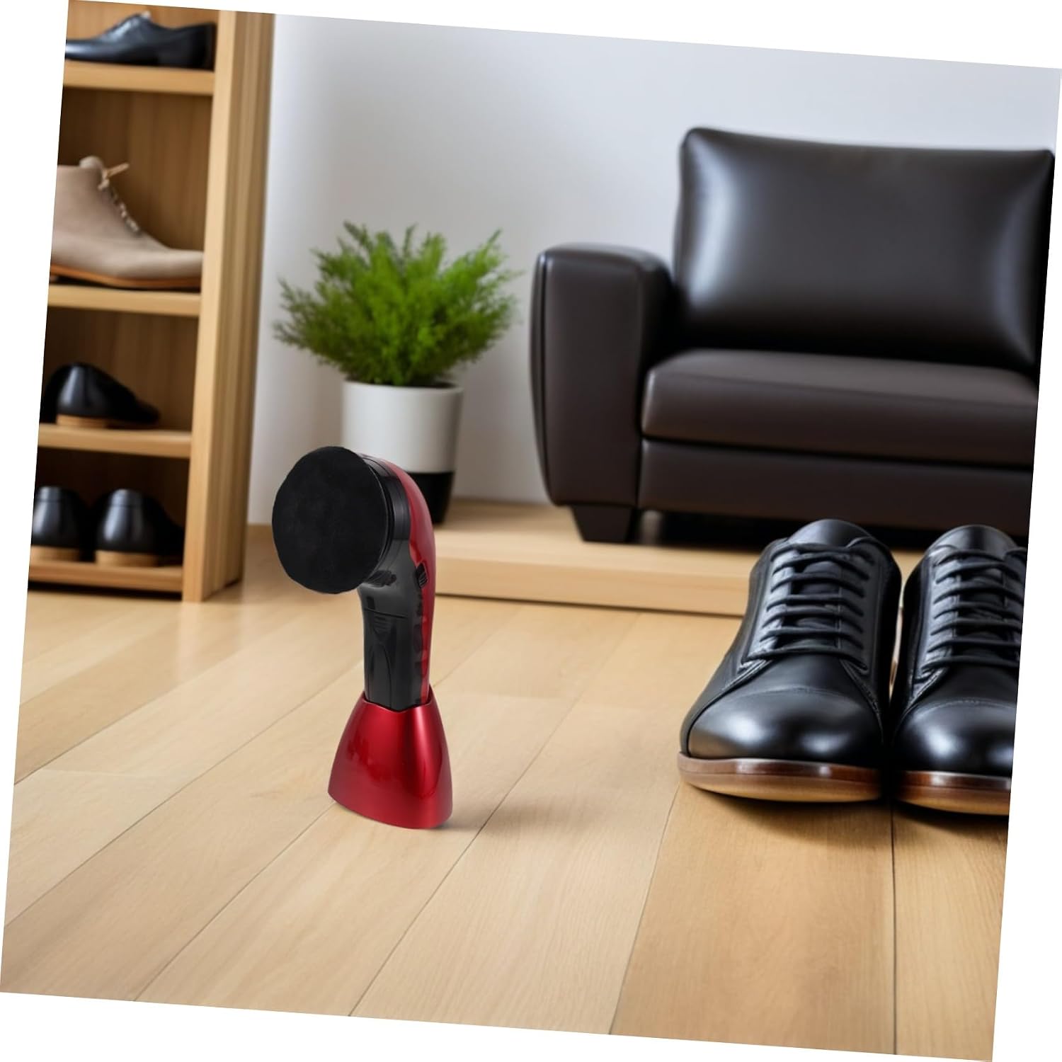 Electric Shoe Polisher with Interchangeable Brush Heads
