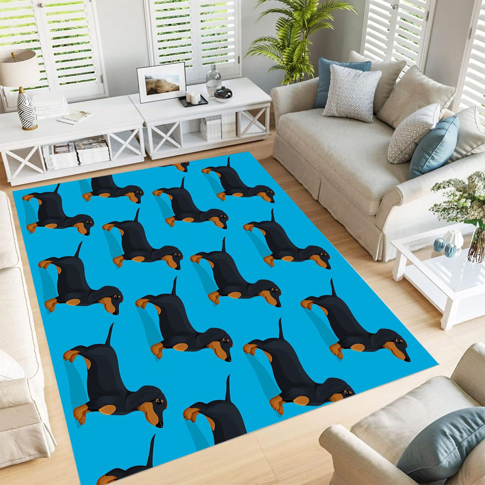 Tapis de salon antidérapant teckel 180x270 cm pour amoureux animaux