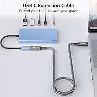 Vista 2 de Cable de extensión USB C de 8 pies, cable extensor tipo C macho a hembra, video 4K USB 3.1 Gen 2 100W carga 10Gbps/USB 3.2 transferencia para iPhone