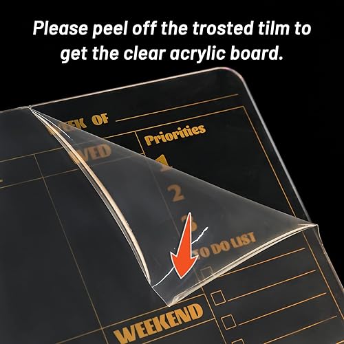 Miniatura 3 de Yuseful Planificador semanal de acrílico, pizarra blanca sin fecha, de 12 x 10 pulgadas, pizarra blanca de borrado en seco con soporte para
